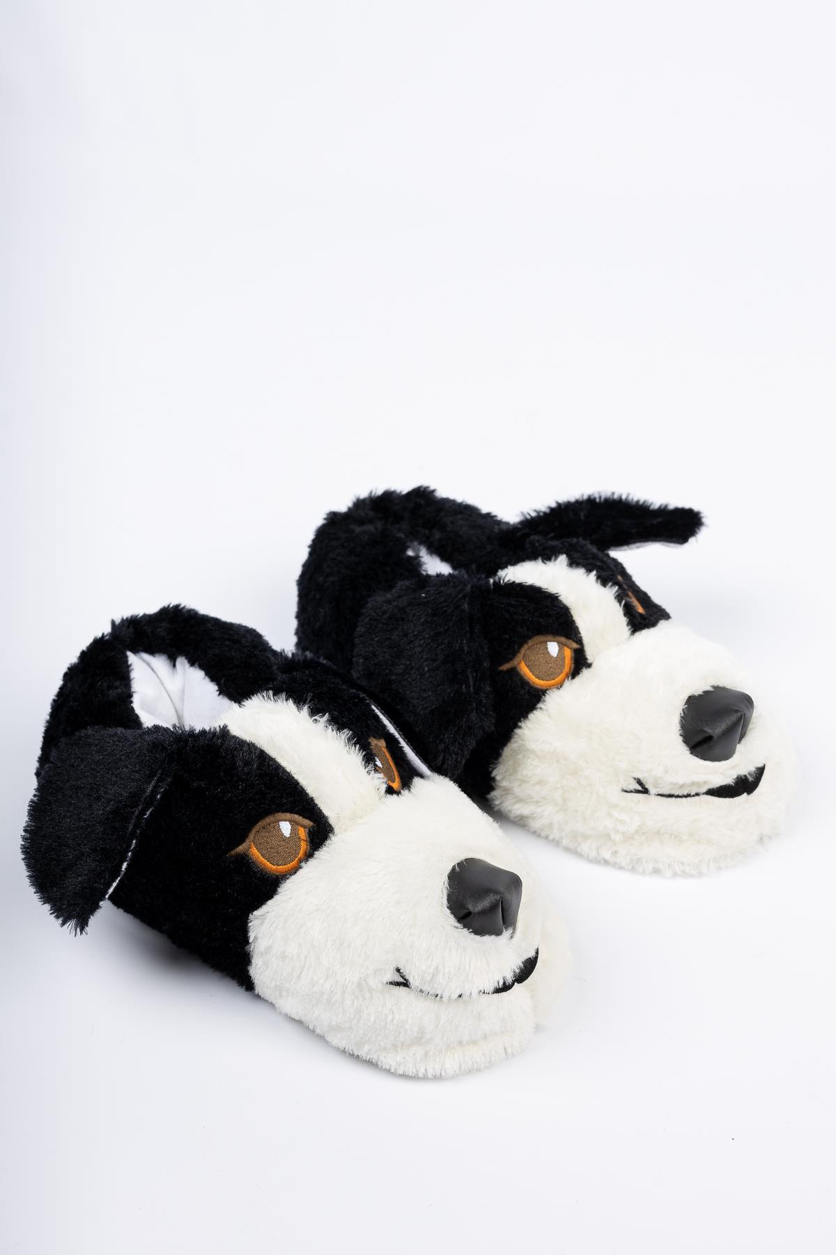 Modafrato ESR-01 Köpekli Peluş Panduf Ev Ayakkabısı Kahve