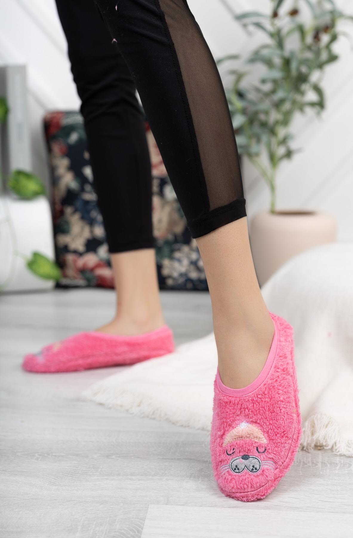 Modafrato GZ-3229 Kadın Patik Çorap Panduf Ev Ayakkabısı Pembe