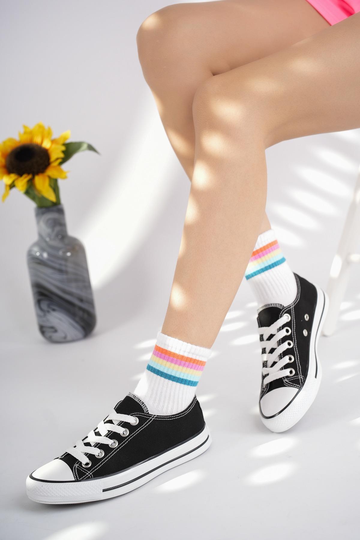 Modafrato Kısa Convers Unisex Keten Ayakkabı Spor Ayakkabı Günlük Sneakers Siyah