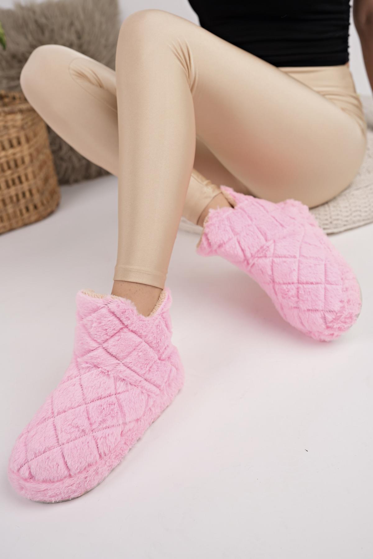Modafrato MORENA Kadın Panduf Ev Ayakkabısı Ev Botu Pembe