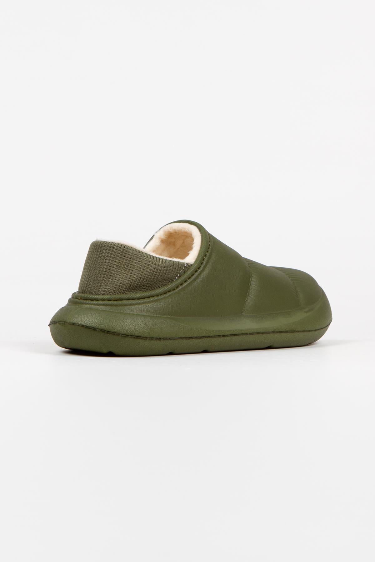 Modafrato Paraşüt Kapalı İçi Yünlü Unisex Ev Terliği Kışlık Terlik Haki