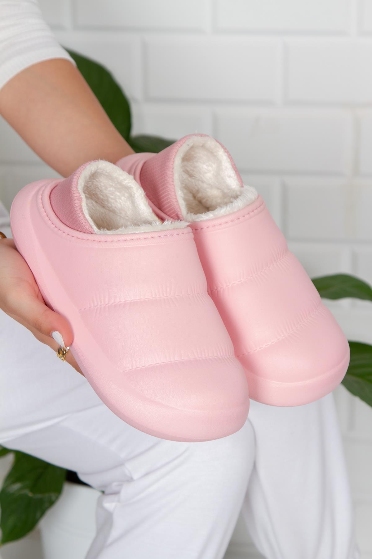 Modafrato Paraşüt Kapalı İçi Yünlü Unisex Ev Terliği Kışlık Terlik Pembe