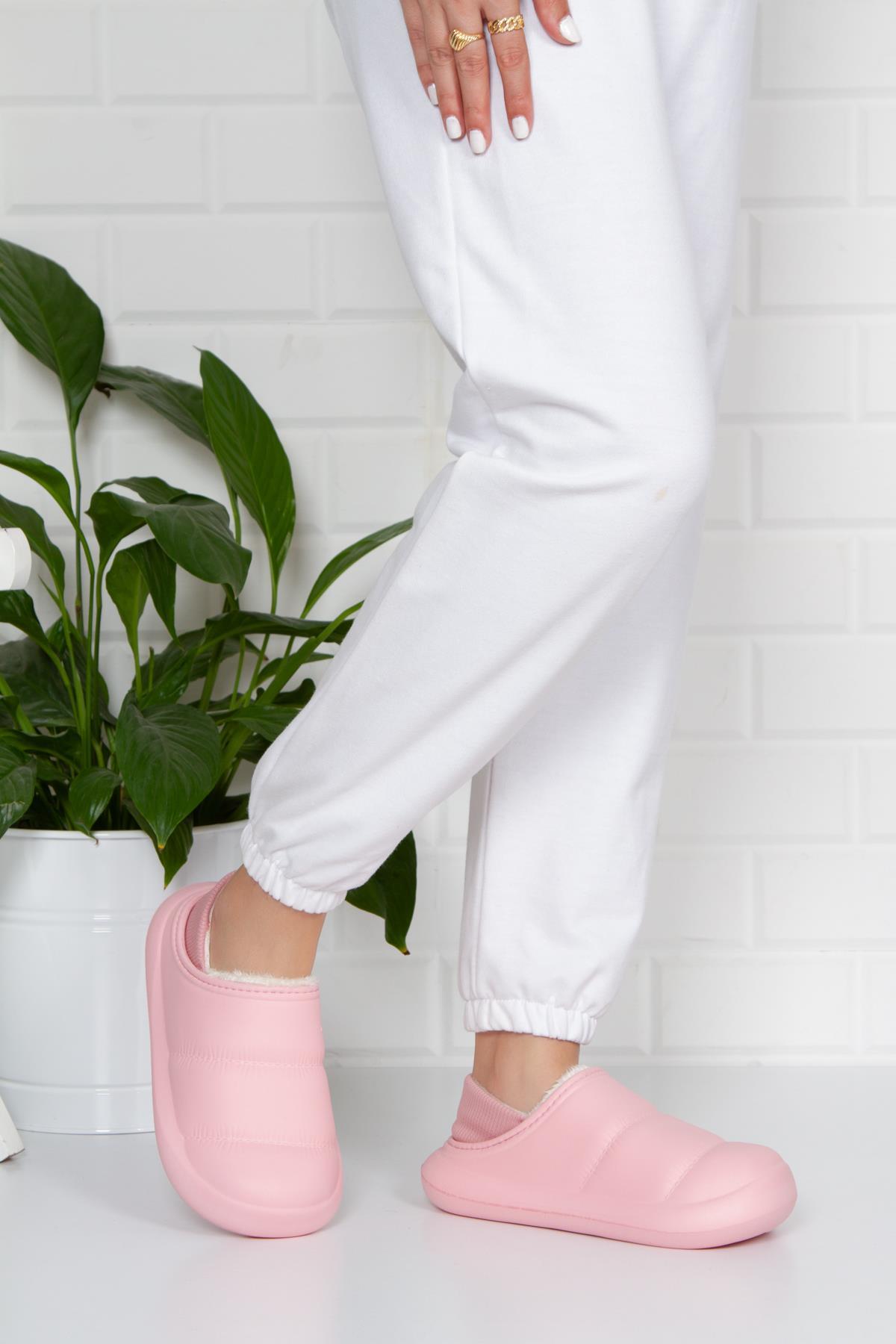Modafrato Paraşüt Kapalı İçi Yünlü Unisex Ev Terliği Kışlık Terlik Pembe