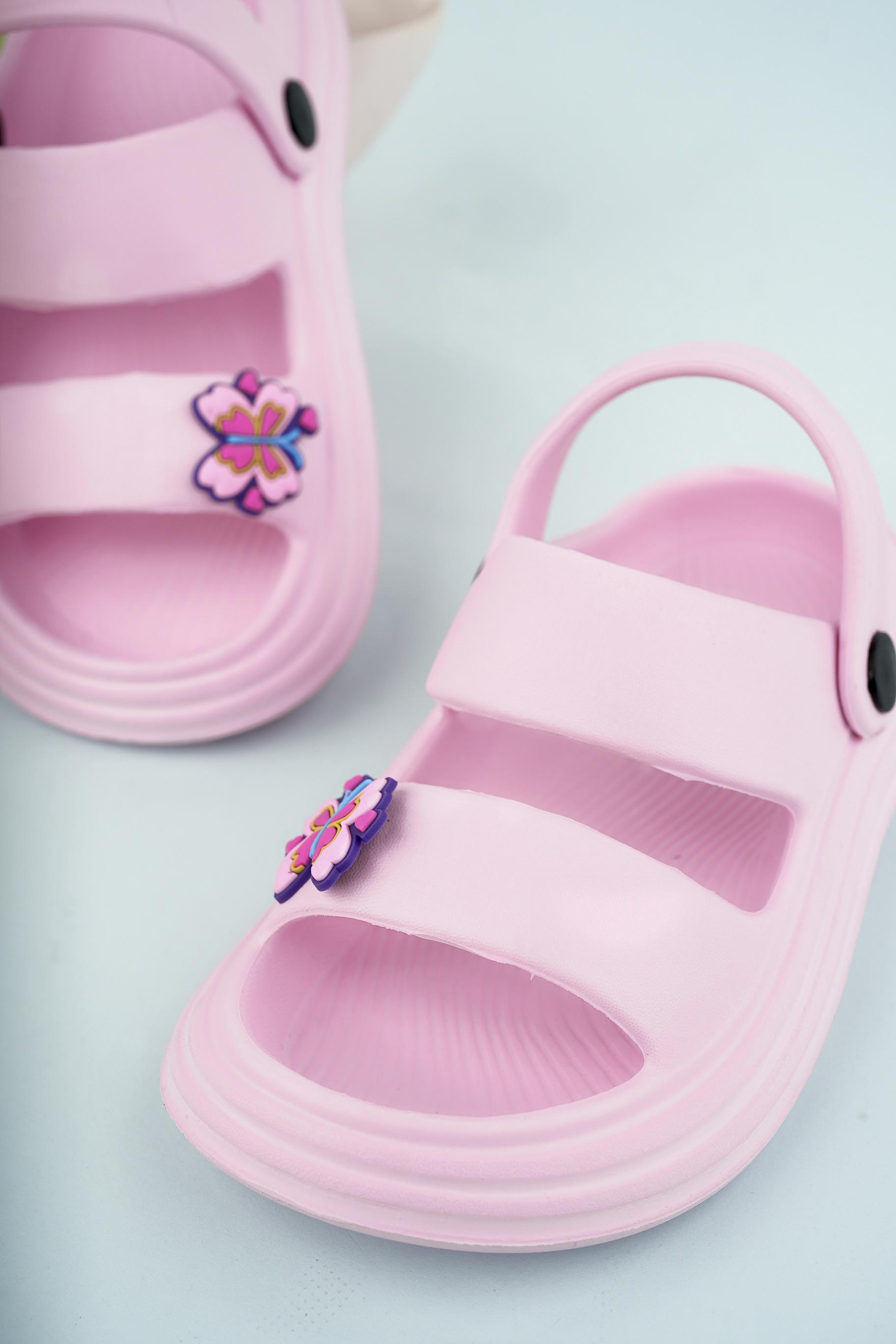 Modafrato STAR Çocuk Terlik Sandalet Havuz Deniz Plaj Terliği Kız & Erkek Pembe