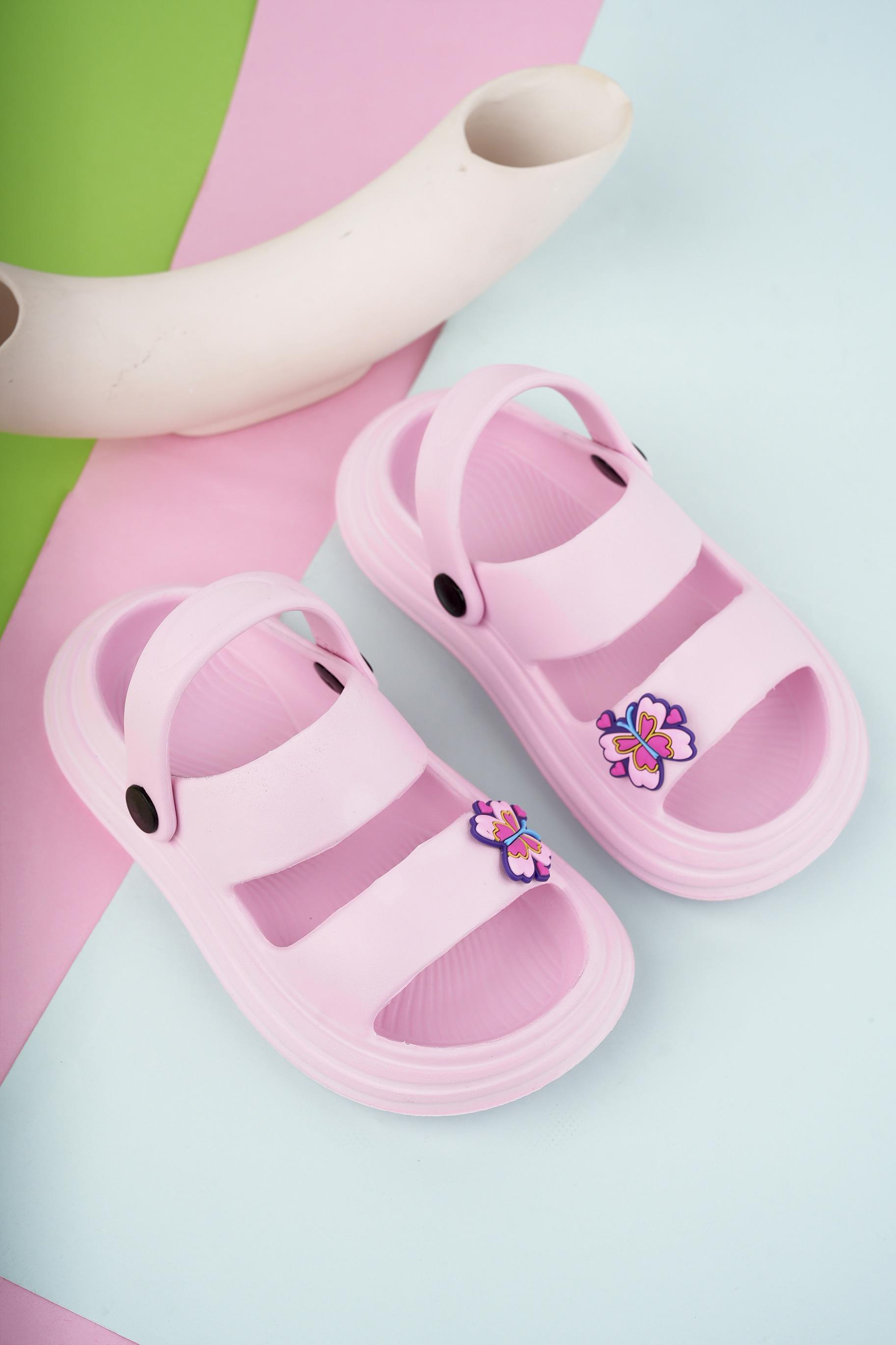 Modafrato STAR Çocuk Terlik Sandalet Havuz Deniz Plaj Terliği Kız & Erkek Pembe