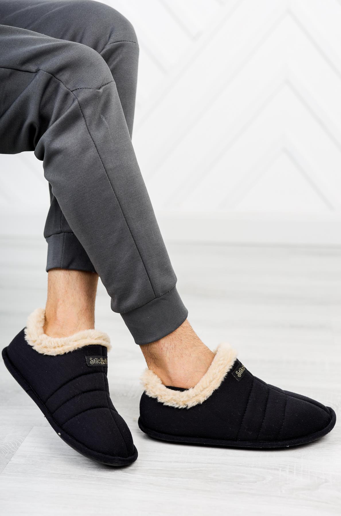 Modafrato STL-01 Unisex Panduf Ev Ayakkabısı Kadın Erkek  Siyah