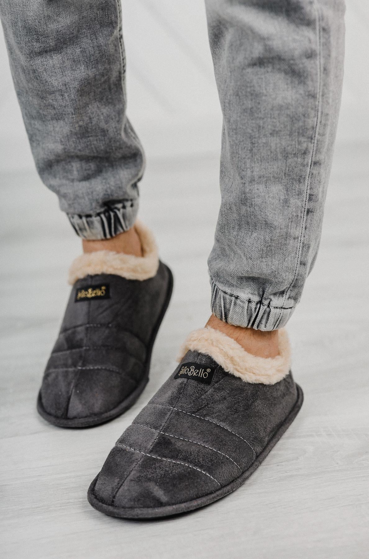 Modafrato STL-01 Unisex Panduf Ev Ayakkabısı Kadın Erkek  Gri