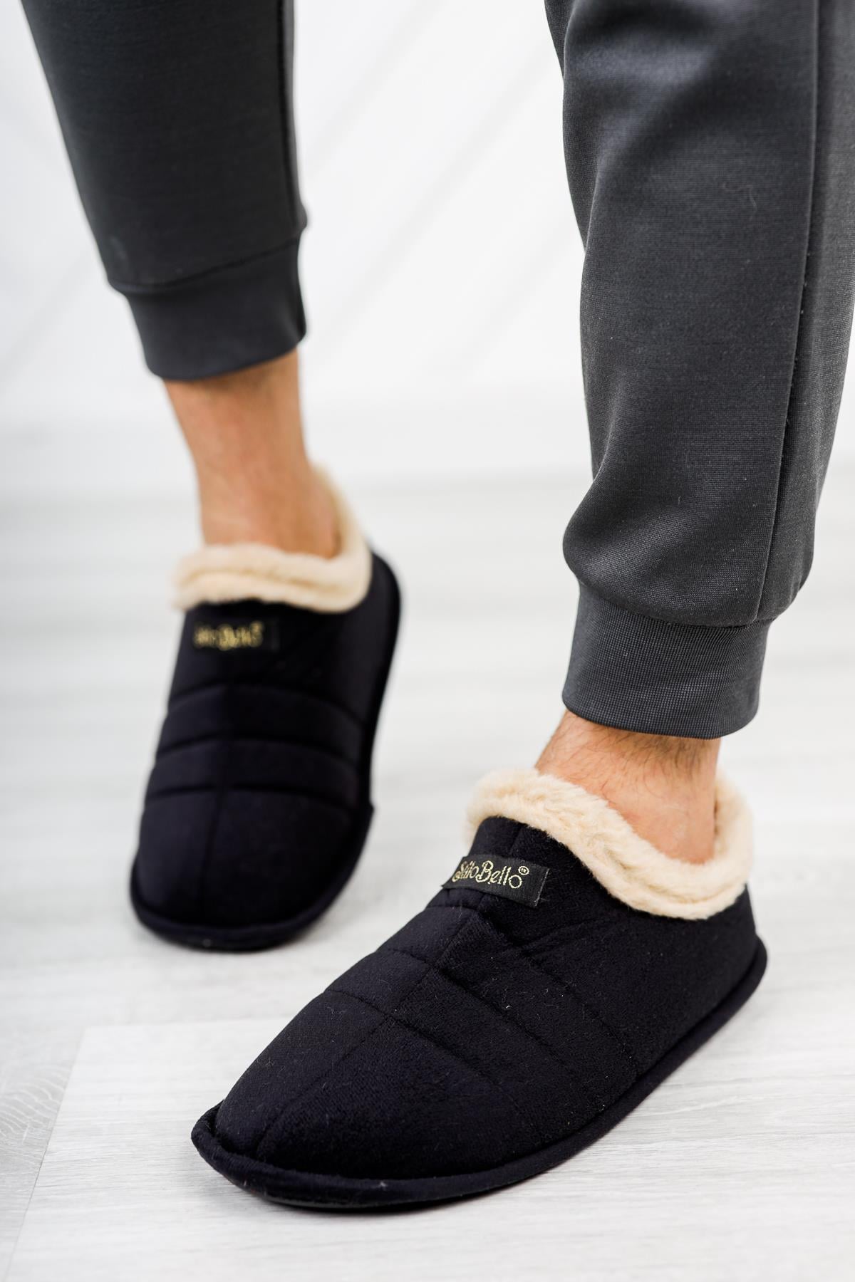Modafrato STL-01 Unisex Panduf Ev Ayakkabısı Kadın Erkek  Siyah