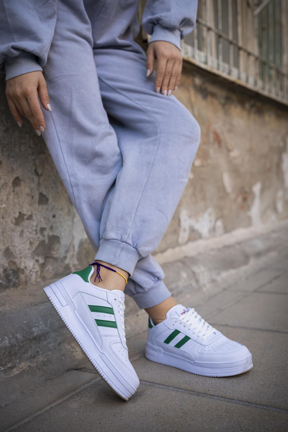 Modafrato URBAN Unisex Spor Ayakkabı Koşu Yürüyüş Ayakkabısı Beyaz - Yeşil