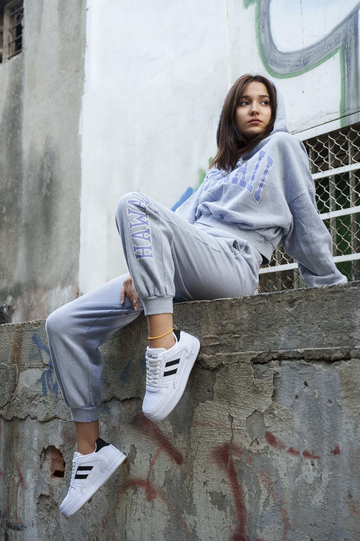 Modafrato URBAN Unisex Spor Ayakkabı Koşu Yürüyüş Ayakkabısı Beyaz - Siyah