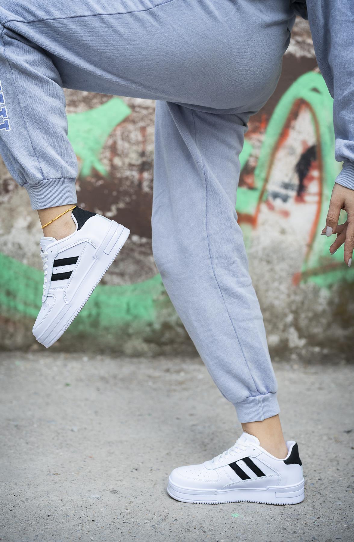 Modafrato URBAN Unisex Spor Ayakkabı Koşu Yürüyüş Ayakkabısı Beyaz - Siyah
