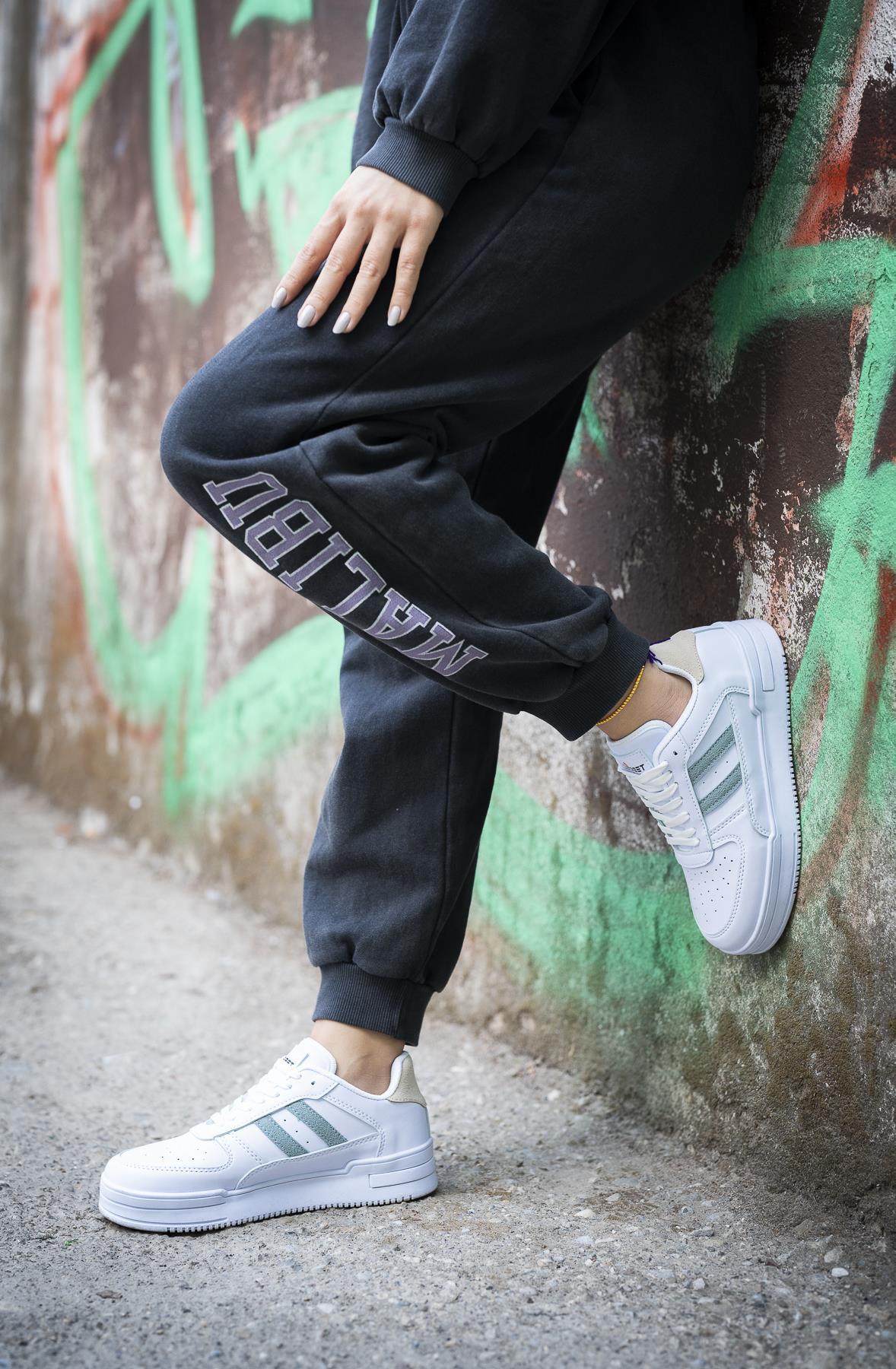 Modafrato URBAN Unisex Spor Ayakkabı Koşu Yürüyüş Ayakkabısı Beyaz - Gri