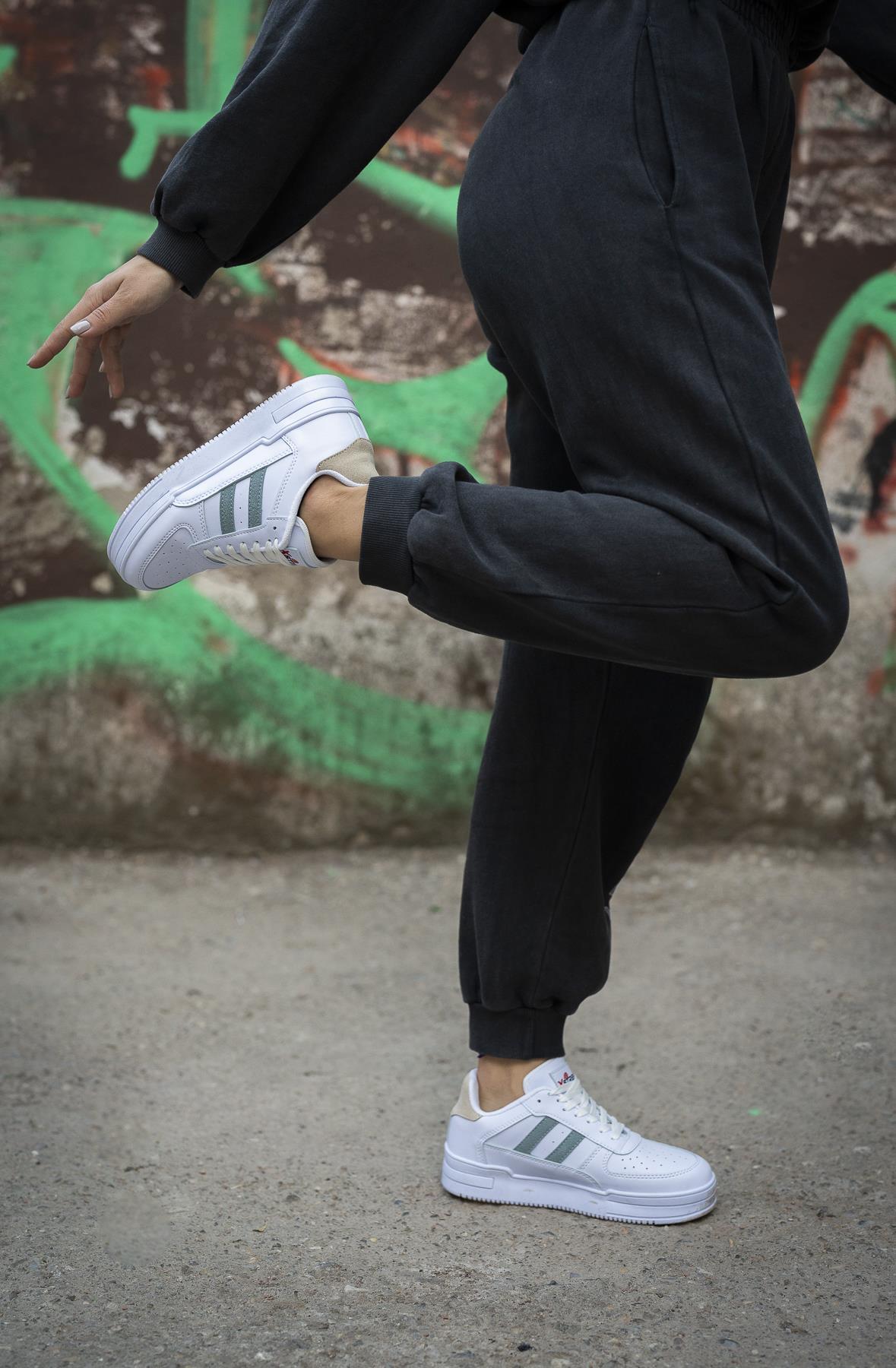 Modafrato URBAN Unisex Spor Ayakkabı Koşu Yürüyüş Ayakkabısı Beyaz - Gri