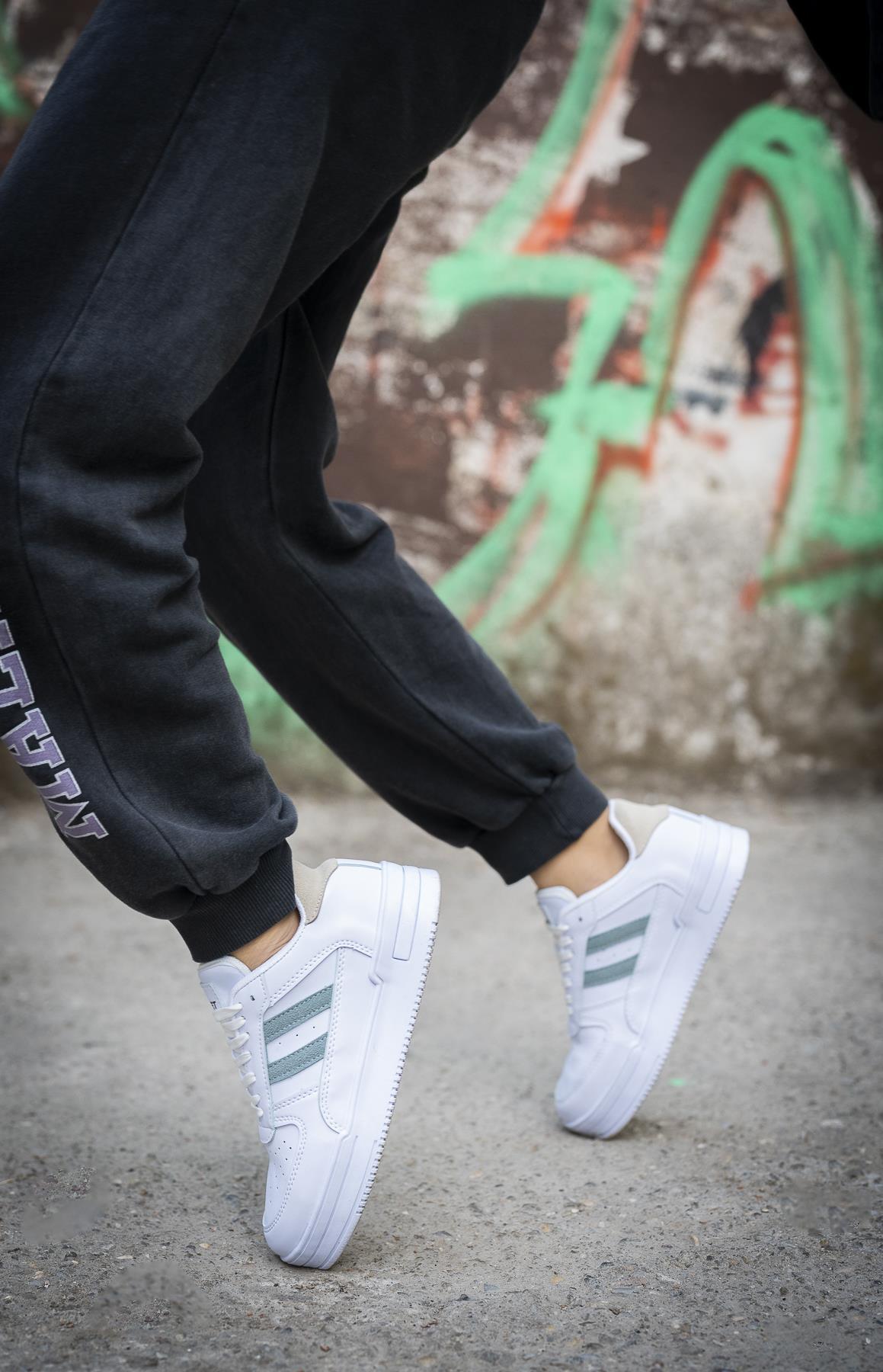 Modafrato URBAN Unisex Spor Ayakkabı Koşu Yürüyüş Ayakkabısı Beyaz - Gri