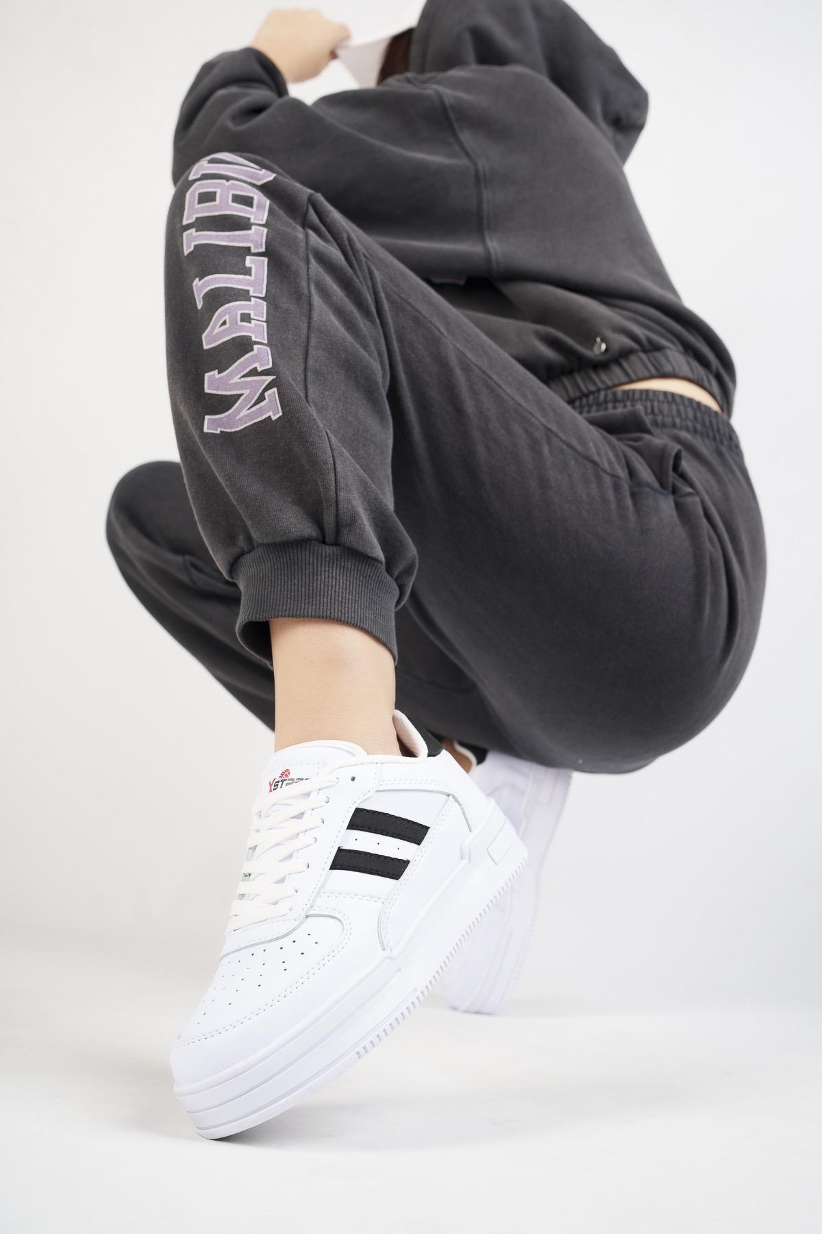 Modafrato URBAN Unisex Spor Ayakkabı Koşu Yürüyüş Ayakkabısı Beyaz - Siyah