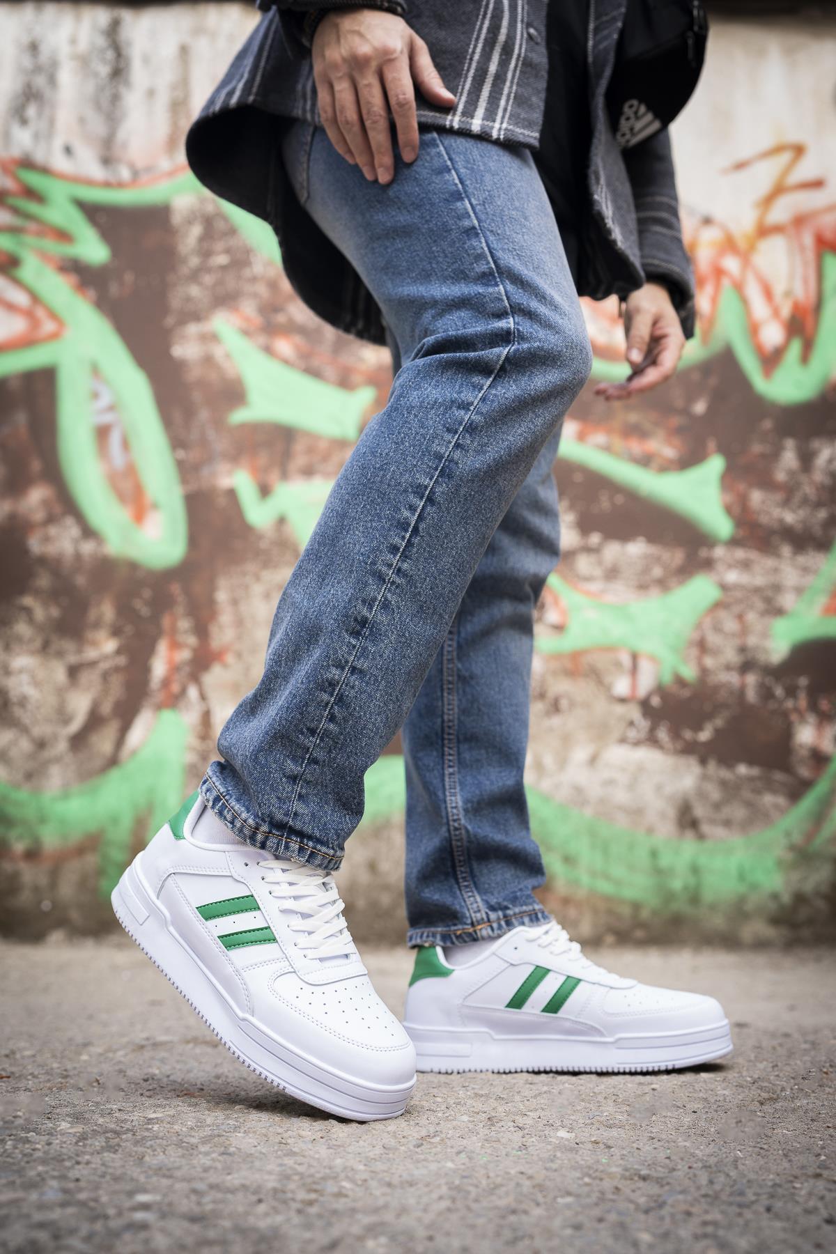 Modafrato URBAN Unisex Spor Ayakkabı Koşu Yürüyüş Ayakkabısı Beyaz - Yeşil