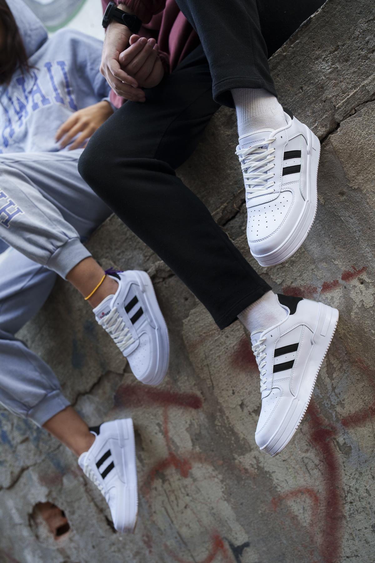 Modafrato URBAN Unisex Spor Ayakkabı Koşu Yürüyüş Ayakkabısı Beyaz - Siyah