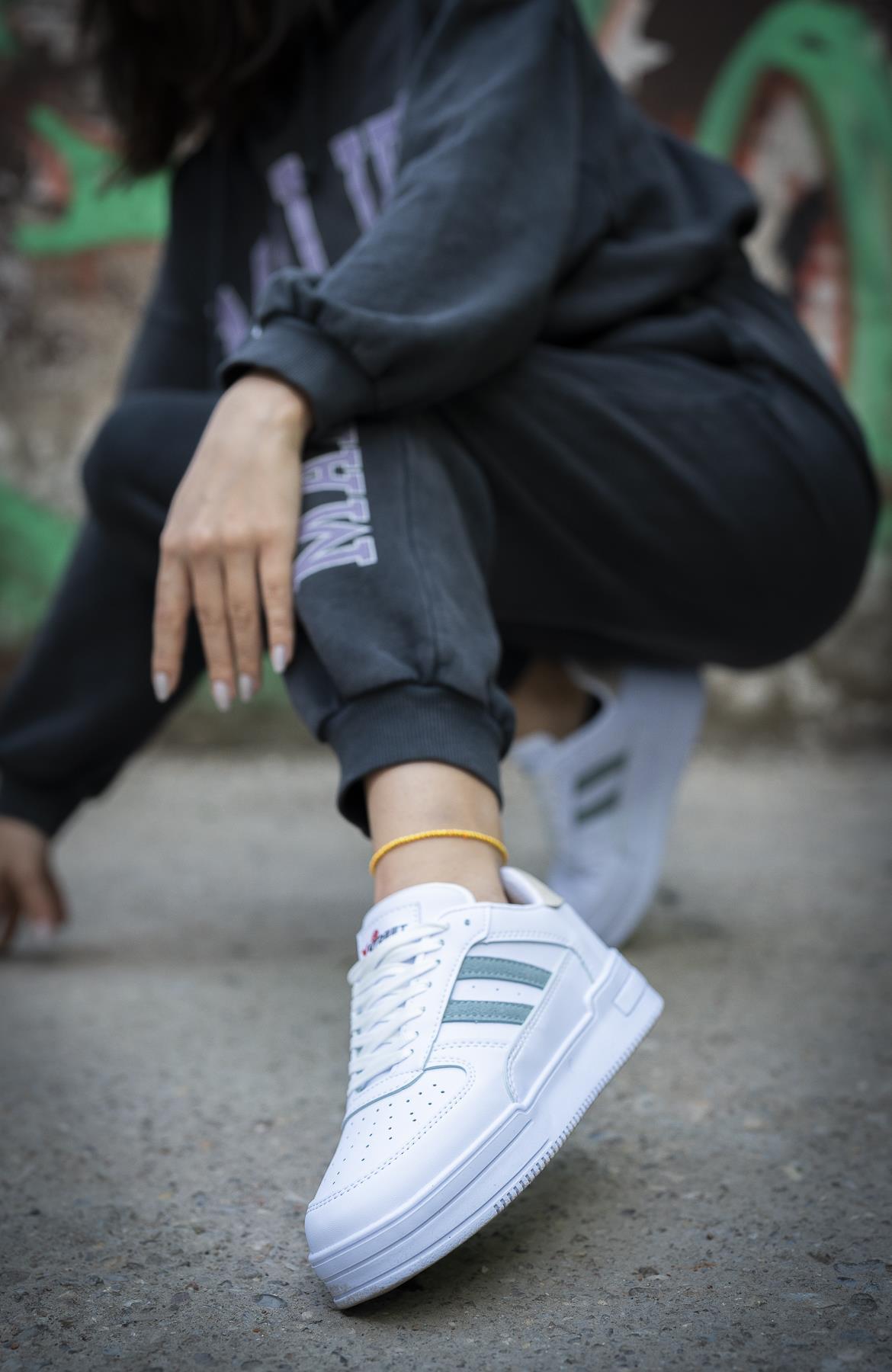 Modafrato URBAN Unisex Spor Ayakkabı Koşu Yürüyüş Ayakkabısı Beyaz - Gri
