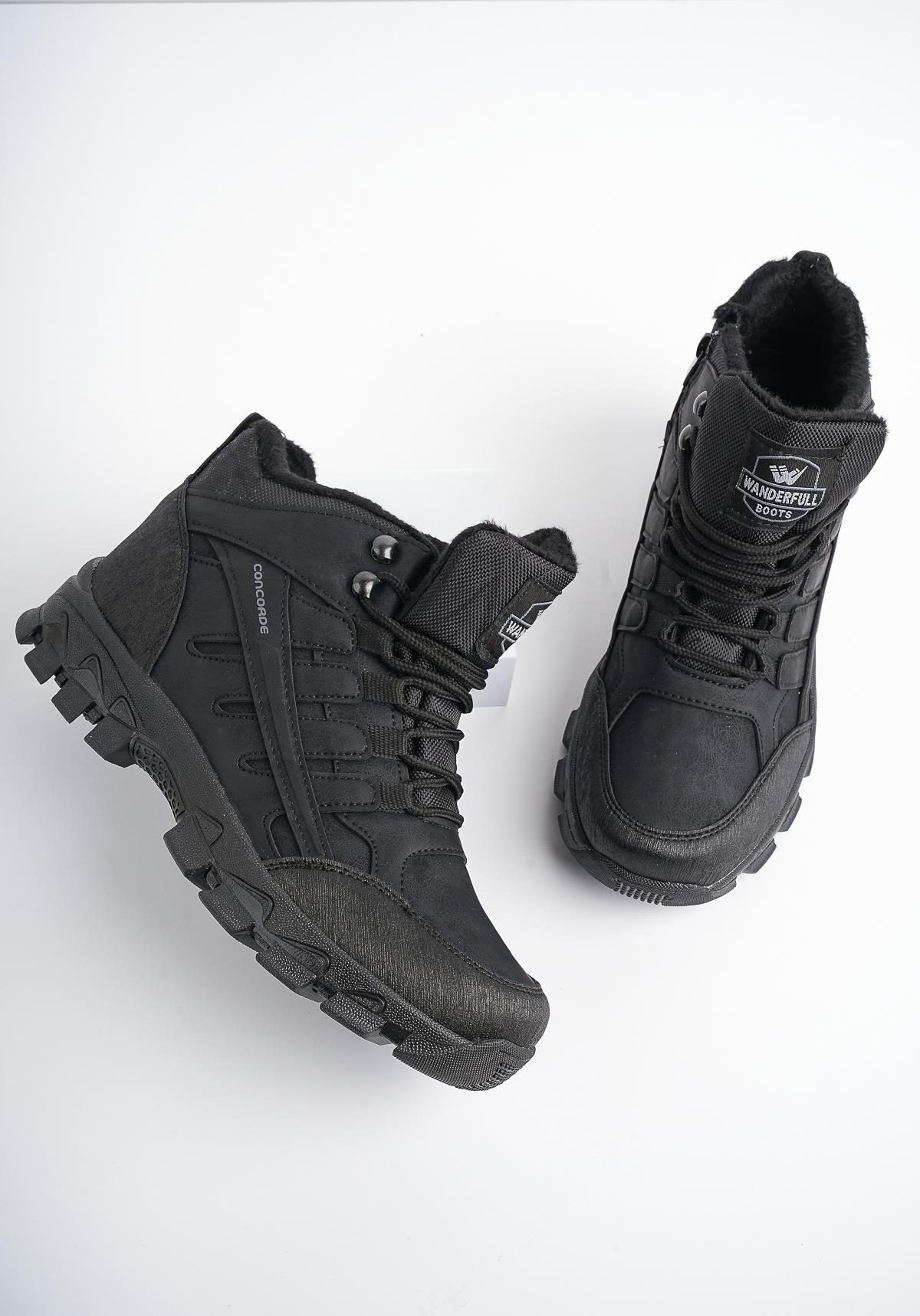 Modafrato WND-3017 Erkek Bot Kışlık Trekking Outdoor Sneaker Soğuk Geçirmez Siyah