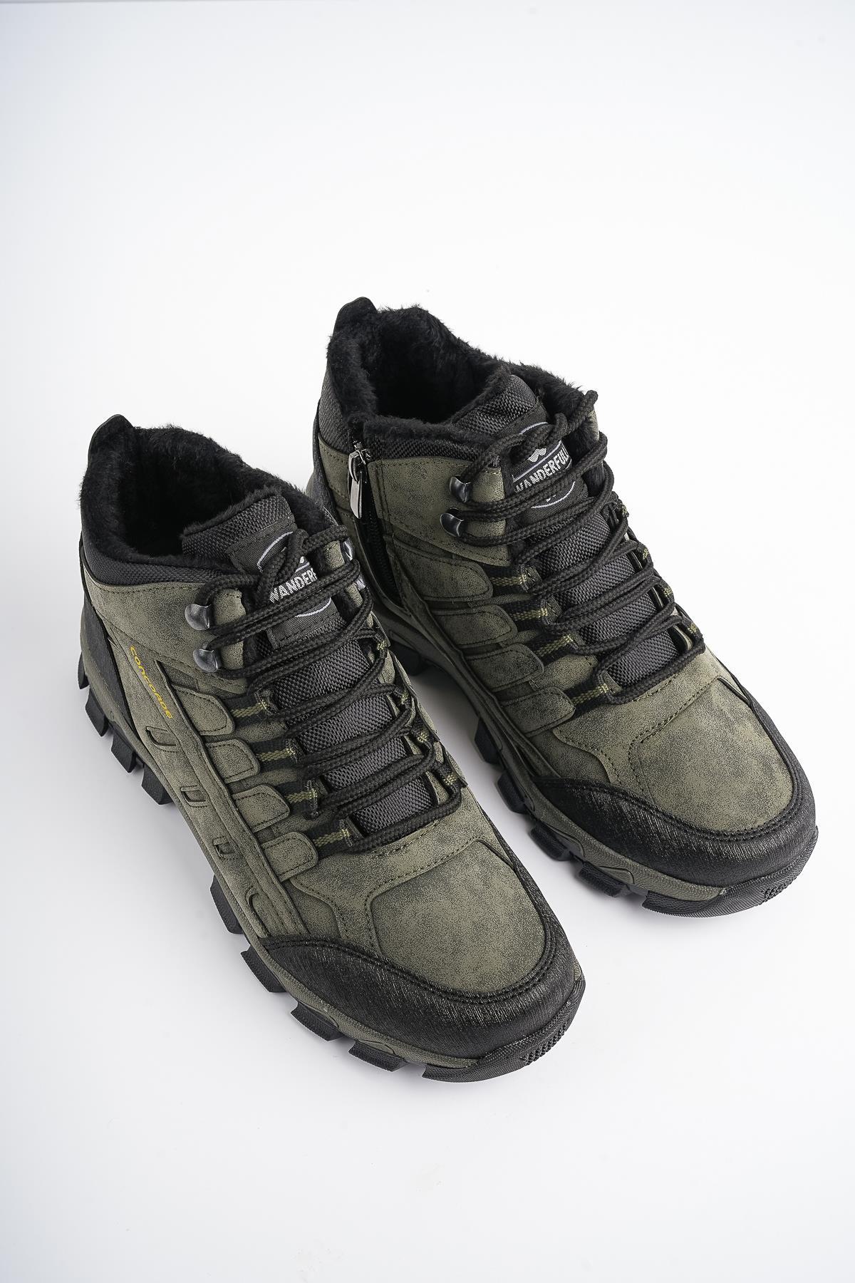 Modafrato WND-3017 Erkek Bot Kışlık Trekking Outdoor Sneaker Soğuk Geçirmez Haki