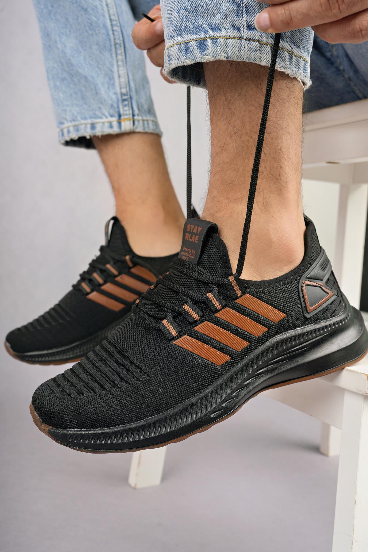 Modafrato WND-4094 Erkek Spor Ayakkabı Günlük Casual Sneakers Siyah - Taba