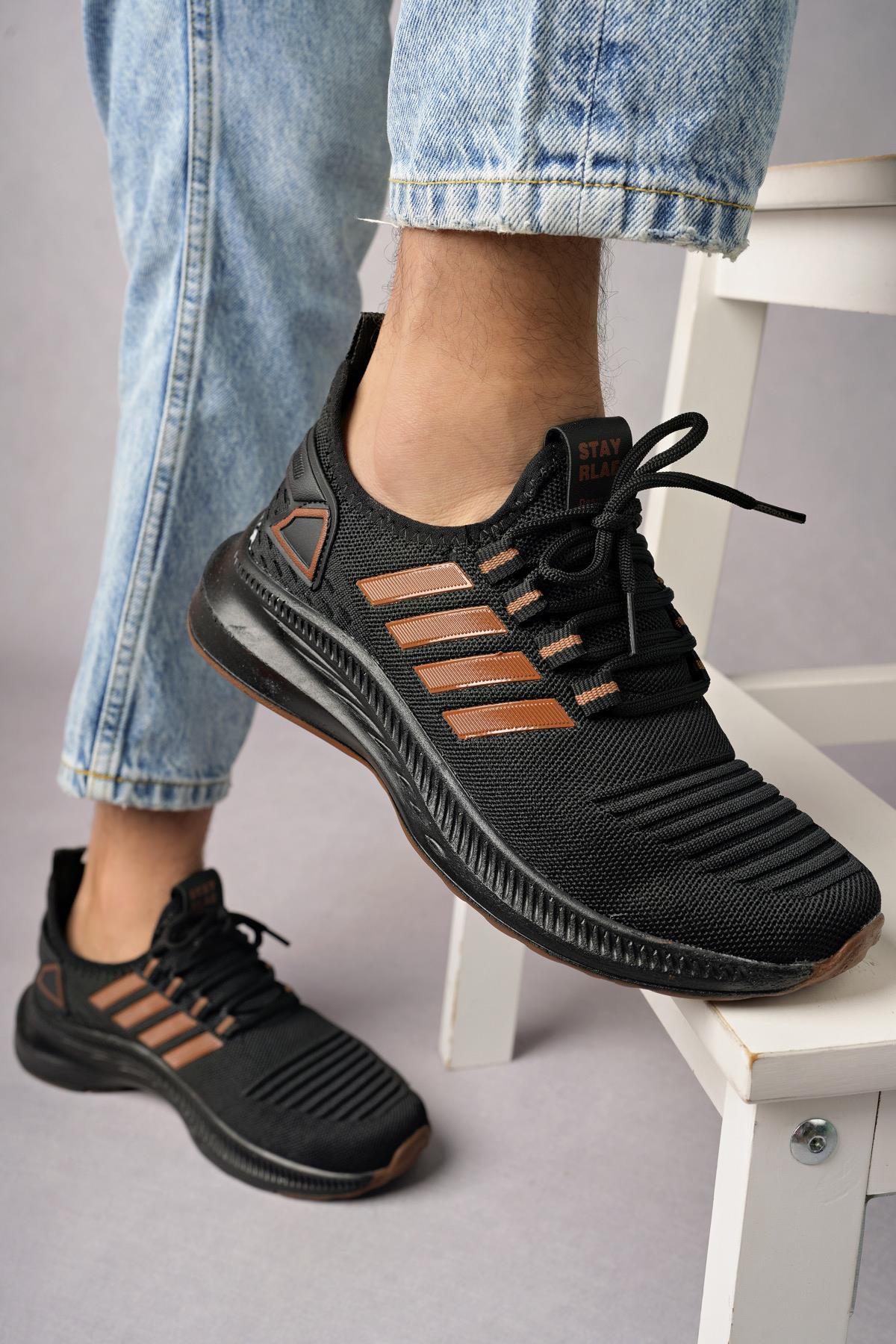 Modafrato WND-4094 Erkek Spor Ayakkabı Günlük Casual Sneakers Siyah - Taba