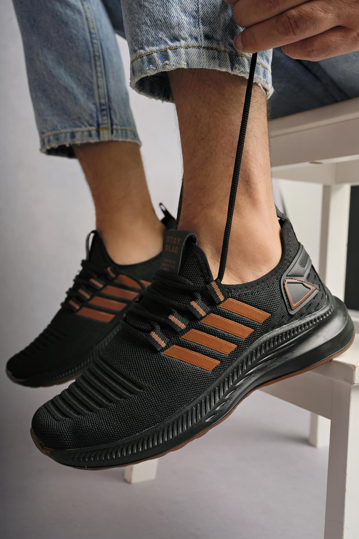 Modafrato WND-4094 Erkek Spor Ayakkabı Günlük Casual Sneakers Siyah - Taba