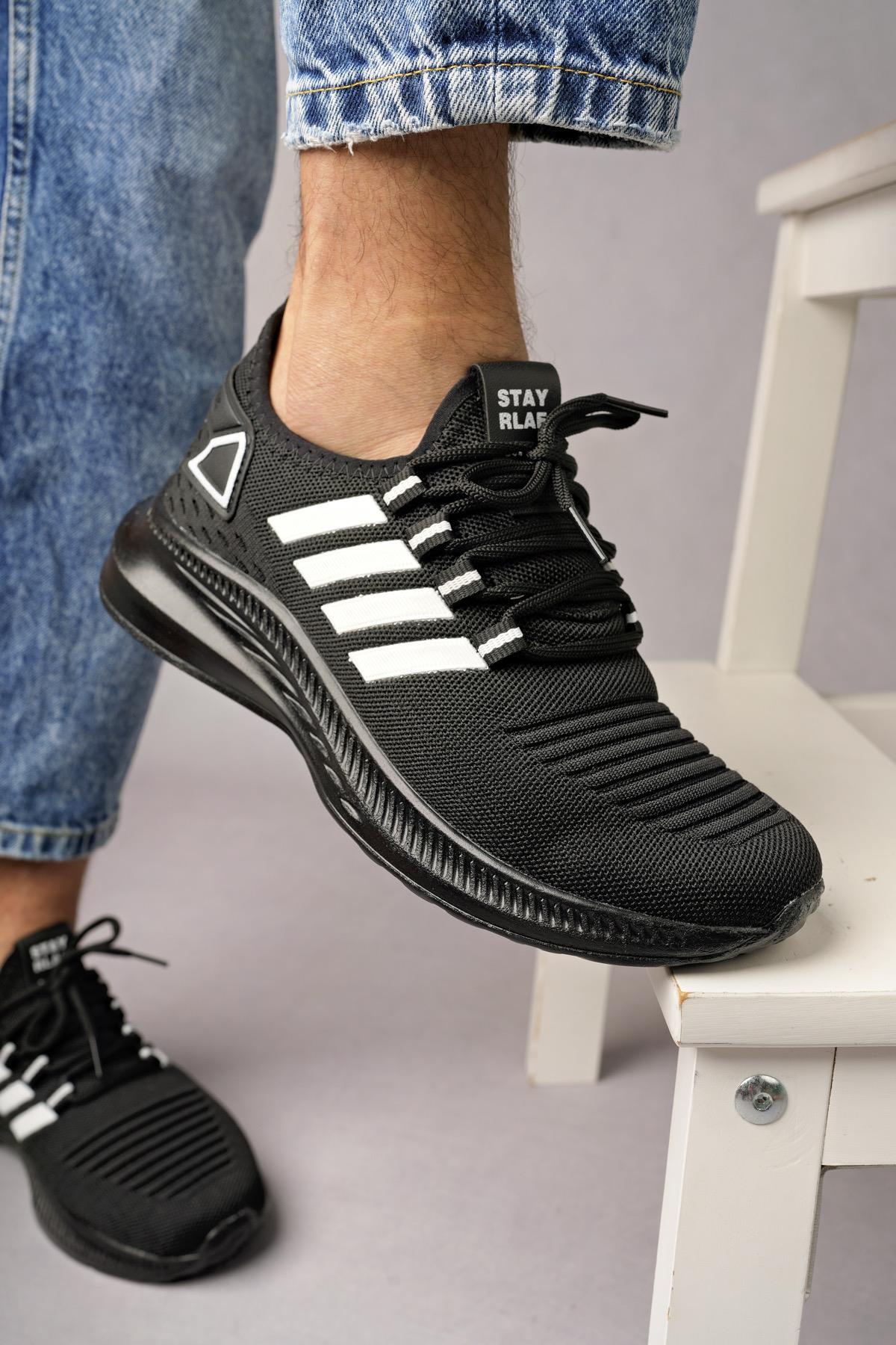 Modafrato WND-4094 Erkek Spor Ayakkabı Günlük Casual Sneakers Siyah-Beyaz