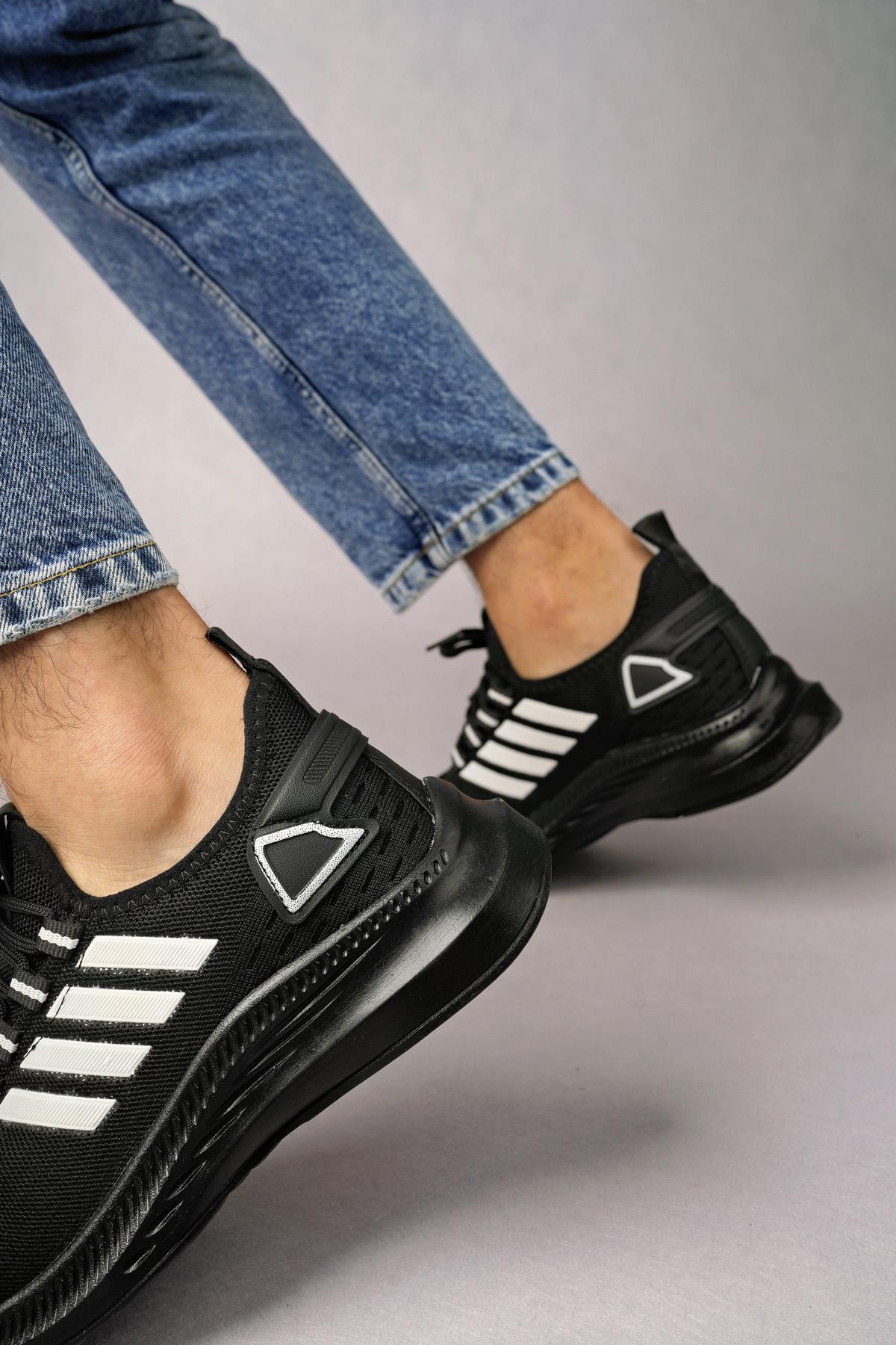 Modafrato WND-4094 Erkek Spor Ayakkabı Günlük Casual Sneakers Siyah-Beyaz