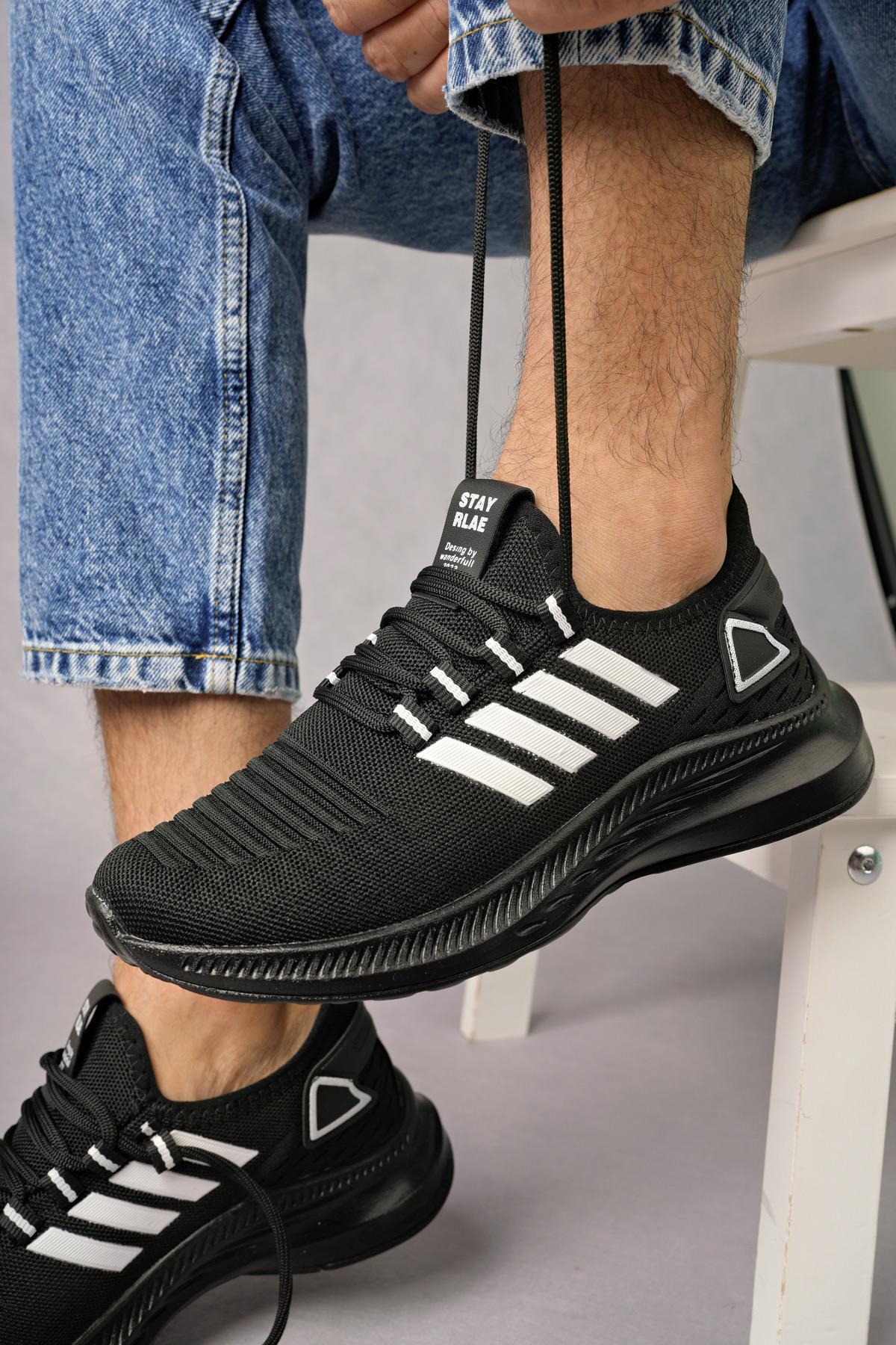 Modafrato WND-4094 Erkek Spor Ayakkabı Günlük Casual Sneakers Siyah-Beyaz