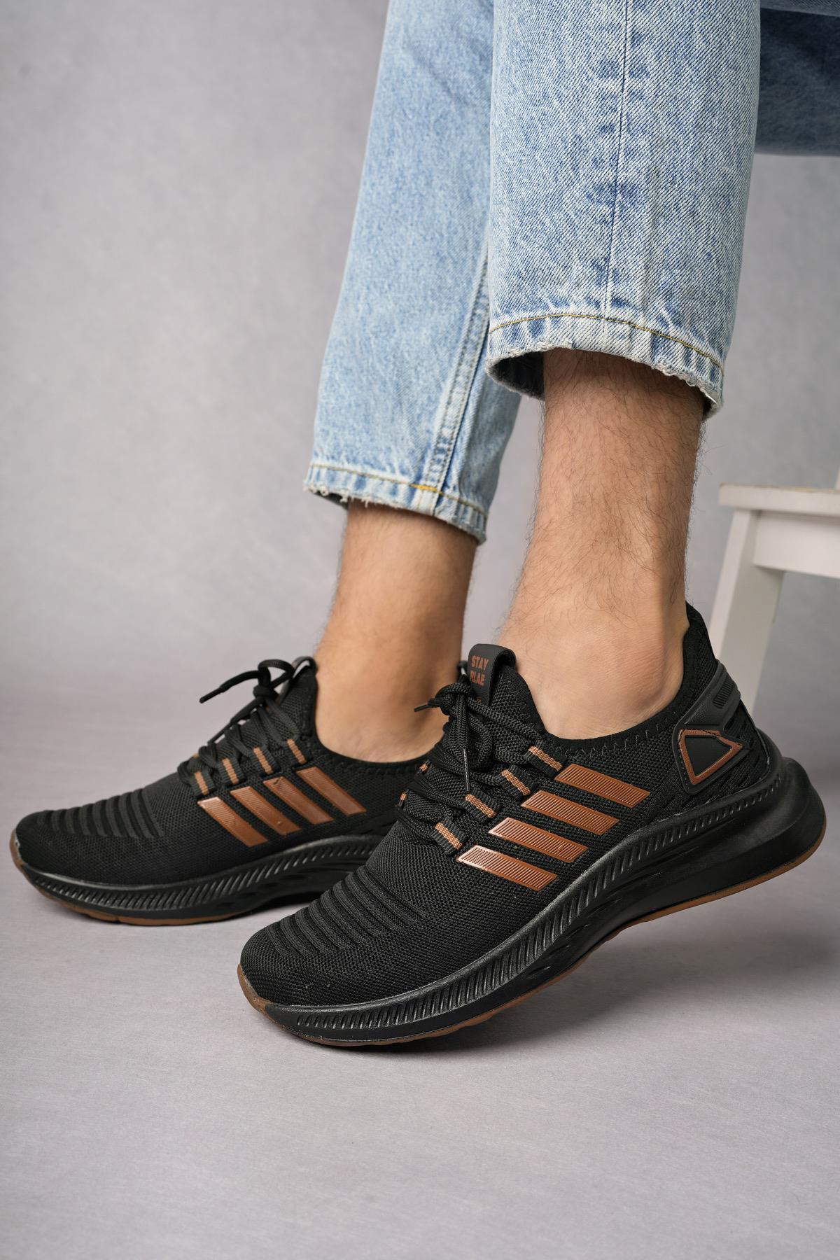 Modafrato WND-4094 Erkek Spor Ayakkabı Günlük Casual Sneakers Siyah - Taba