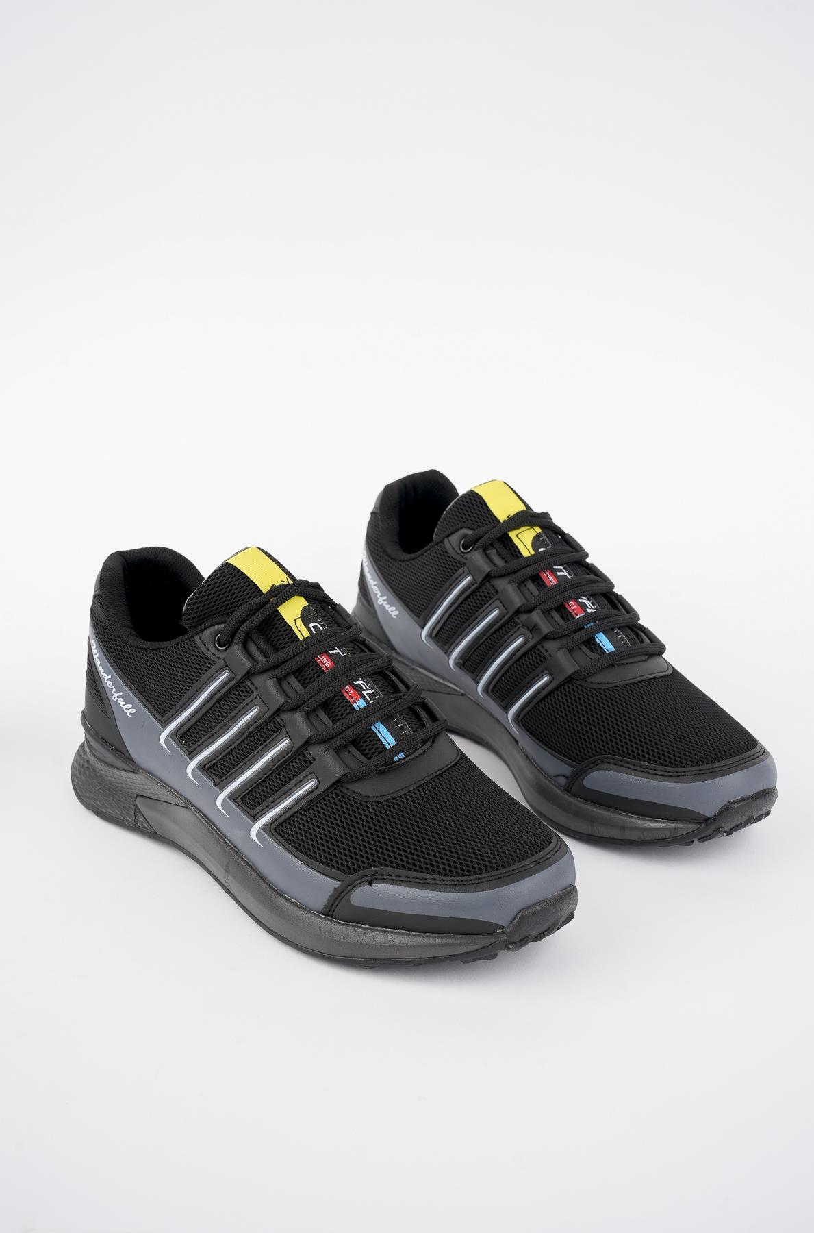 Modafrato Wnd-4099 Erkek Spor Ayakkabı Günlük Casual Sneakers Siyah-Füme