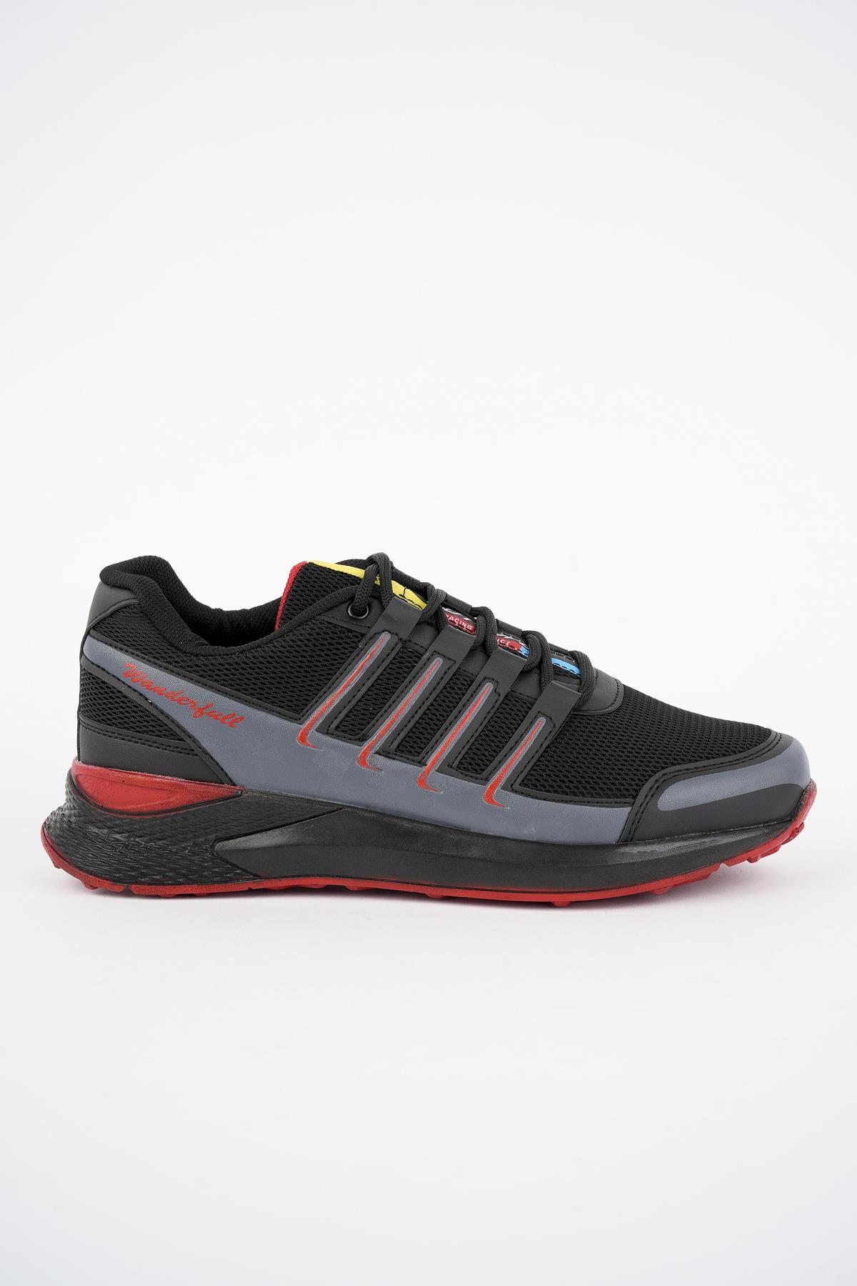 Modafrato Wnd-4099 Erkek Spor Ayakkabı Günlük Casual Sneakers Siyah - Kırmızı