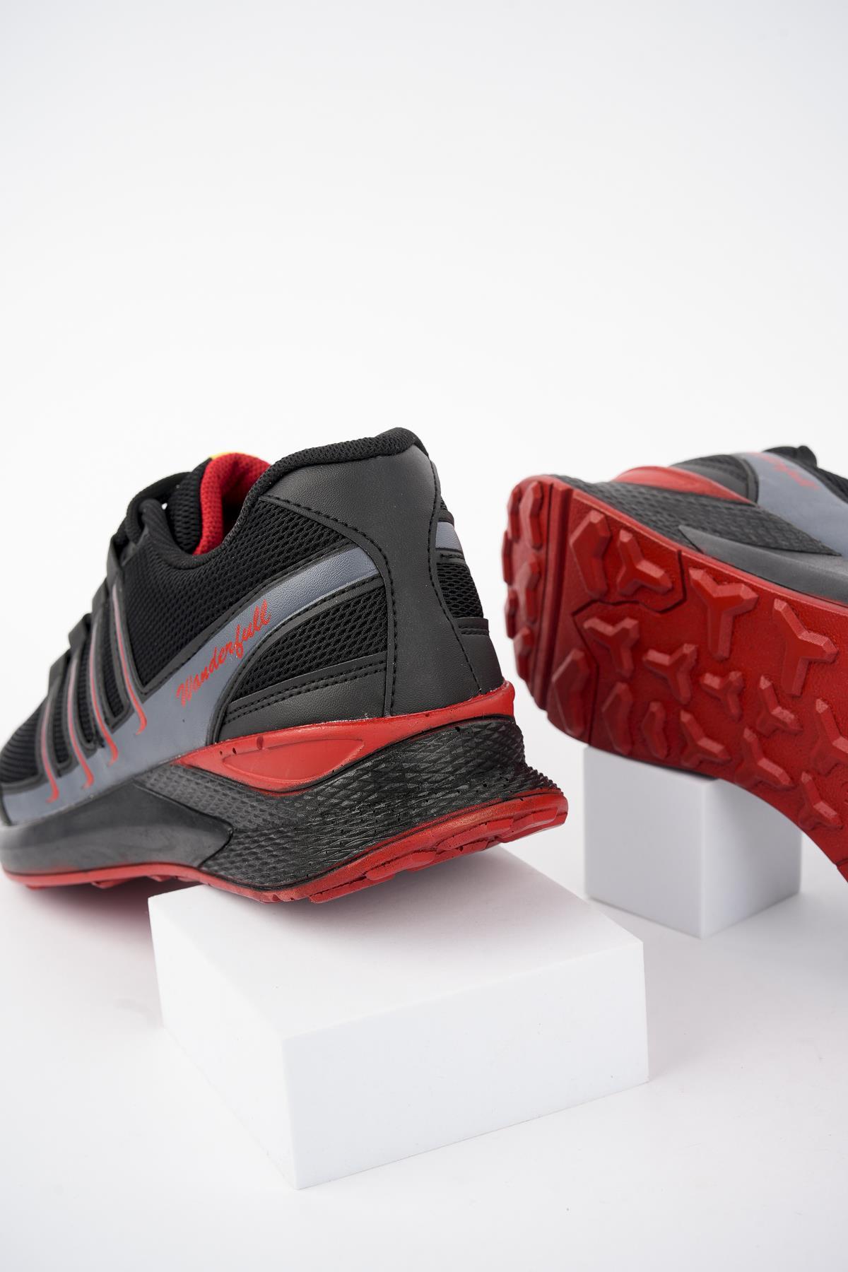 Modafrato Wnd-4099 Erkek Spor Ayakkabı Günlük Casual Sneakers Siyah - Kırmızı