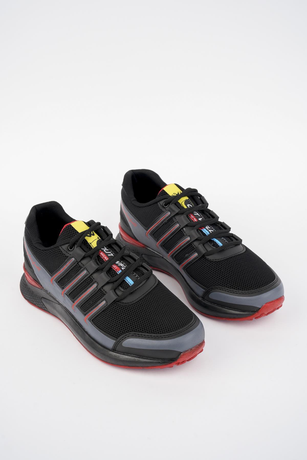 Modafrato Wnd-4099 Erkek Spor Ayakkabı Günlük Casual Sneakers Siyah - Kırmızı