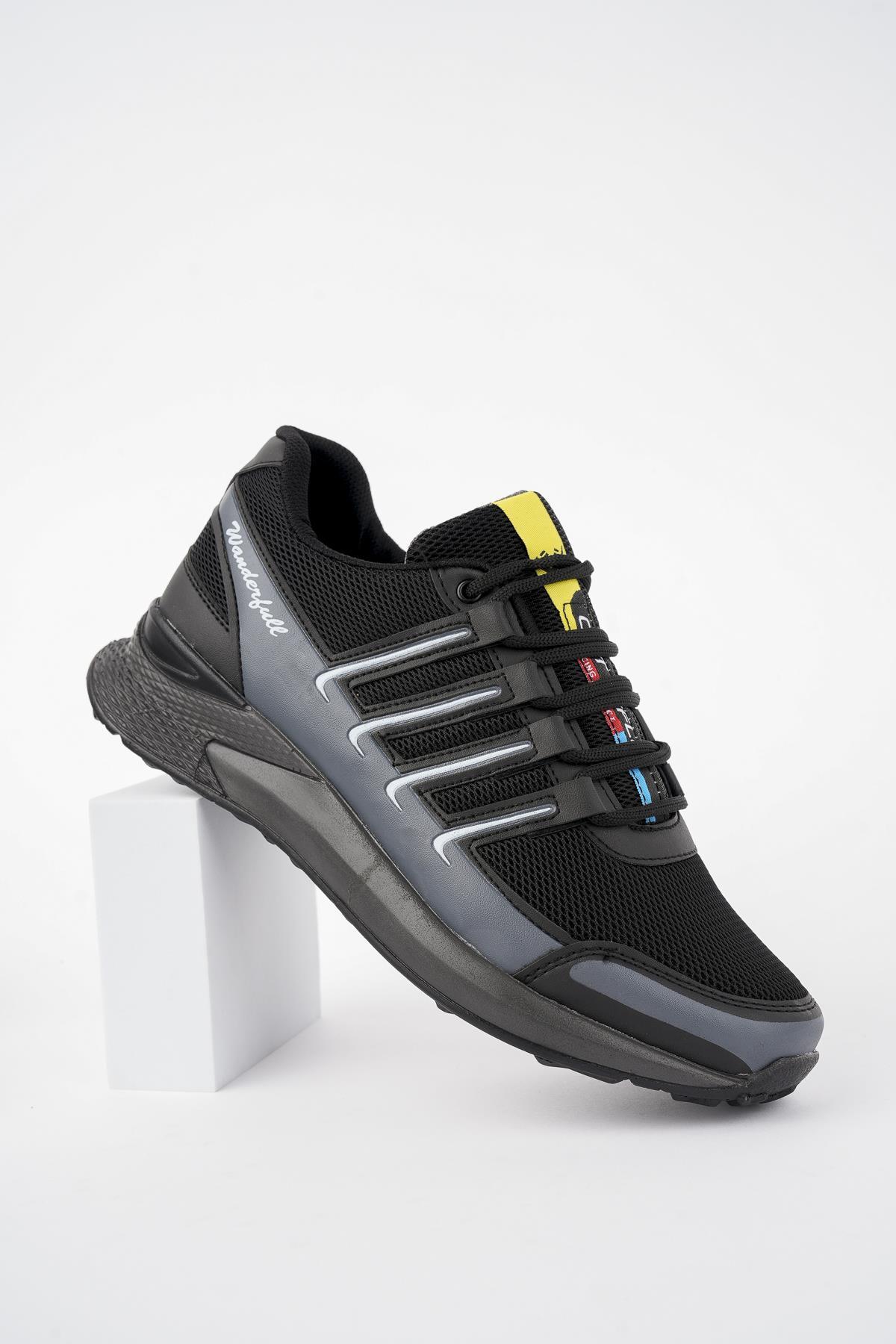 Modafrato Wnd-4099 Erkek Spor Ayakkabı Günlük Casual Sneakers Siyah-Füme