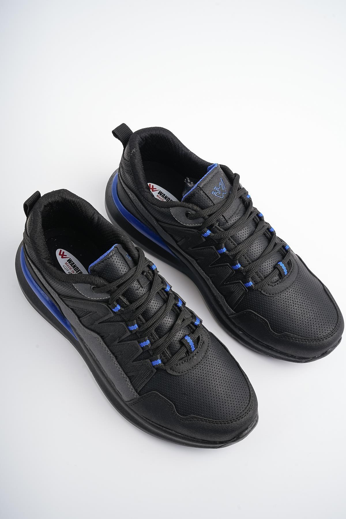 Modafrato WND-4139 Erkek Sneaker Kışlık Trekking Outdoor Soğuk Geçirmez Siyah - Mavi