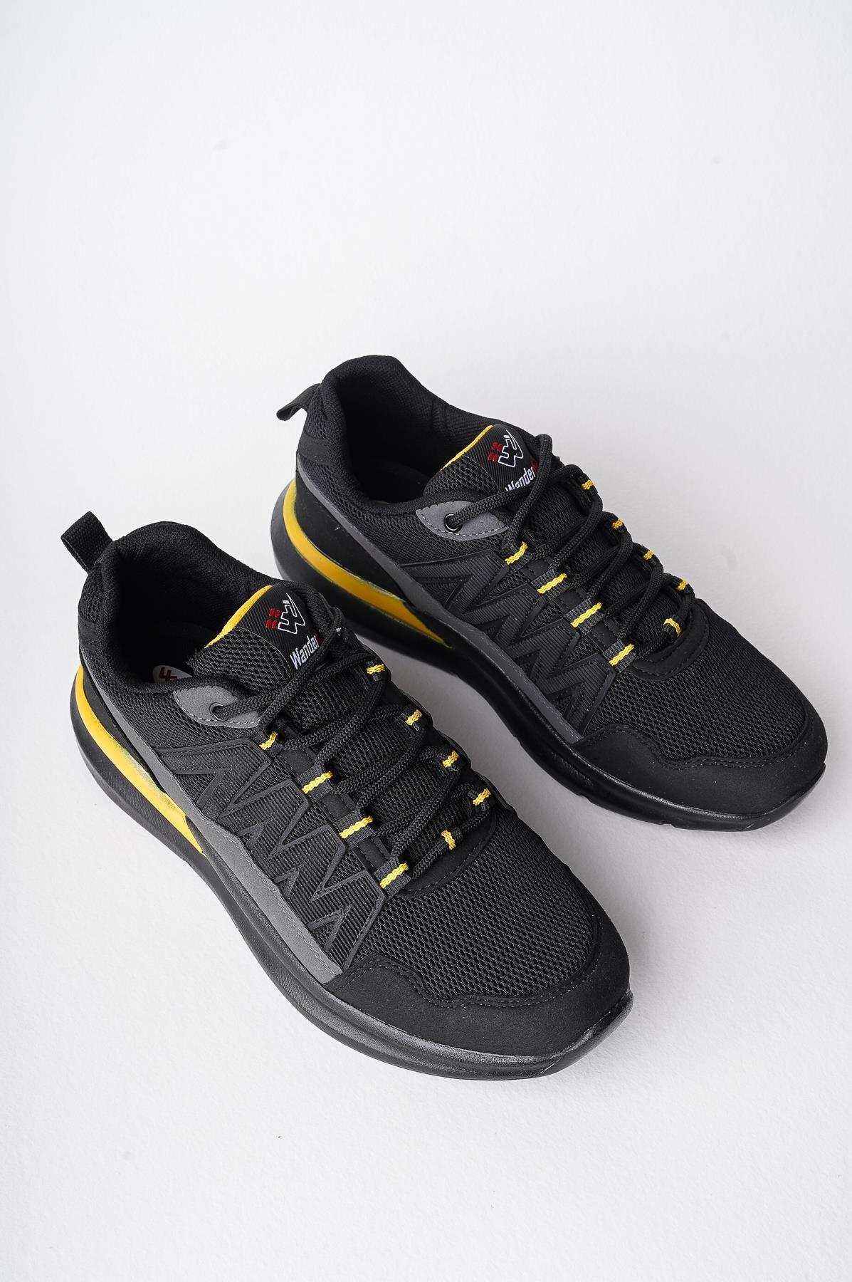 Modafrato Wnd-4139 Erkek Spor Ayakkabı Günlük Casual Sneakers Siyah - Sarı