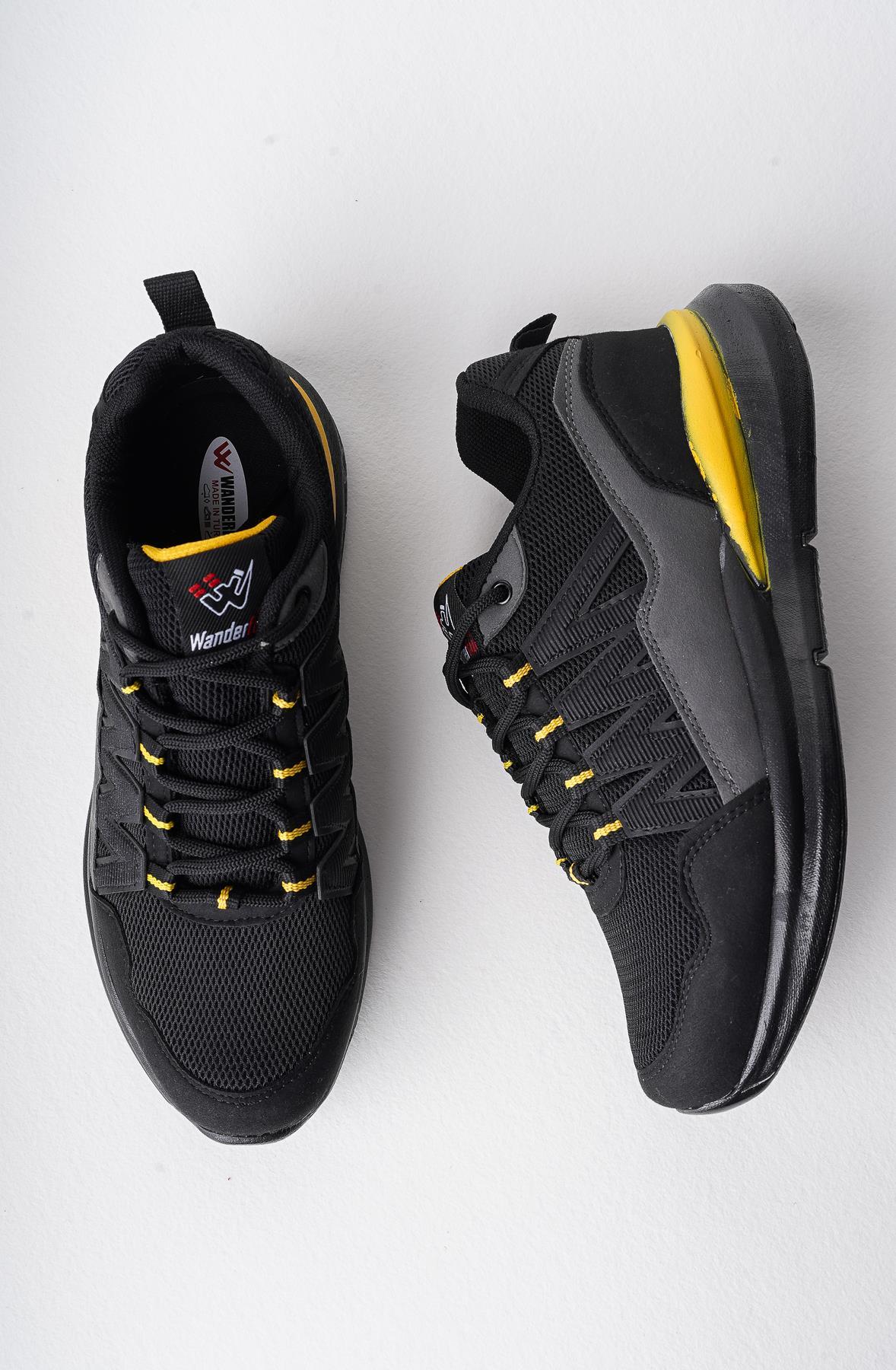 Modafrato Wnd-4139 Erkek Spor Ayakkabı Günlük Casual Sneakers Siyah - Sarı