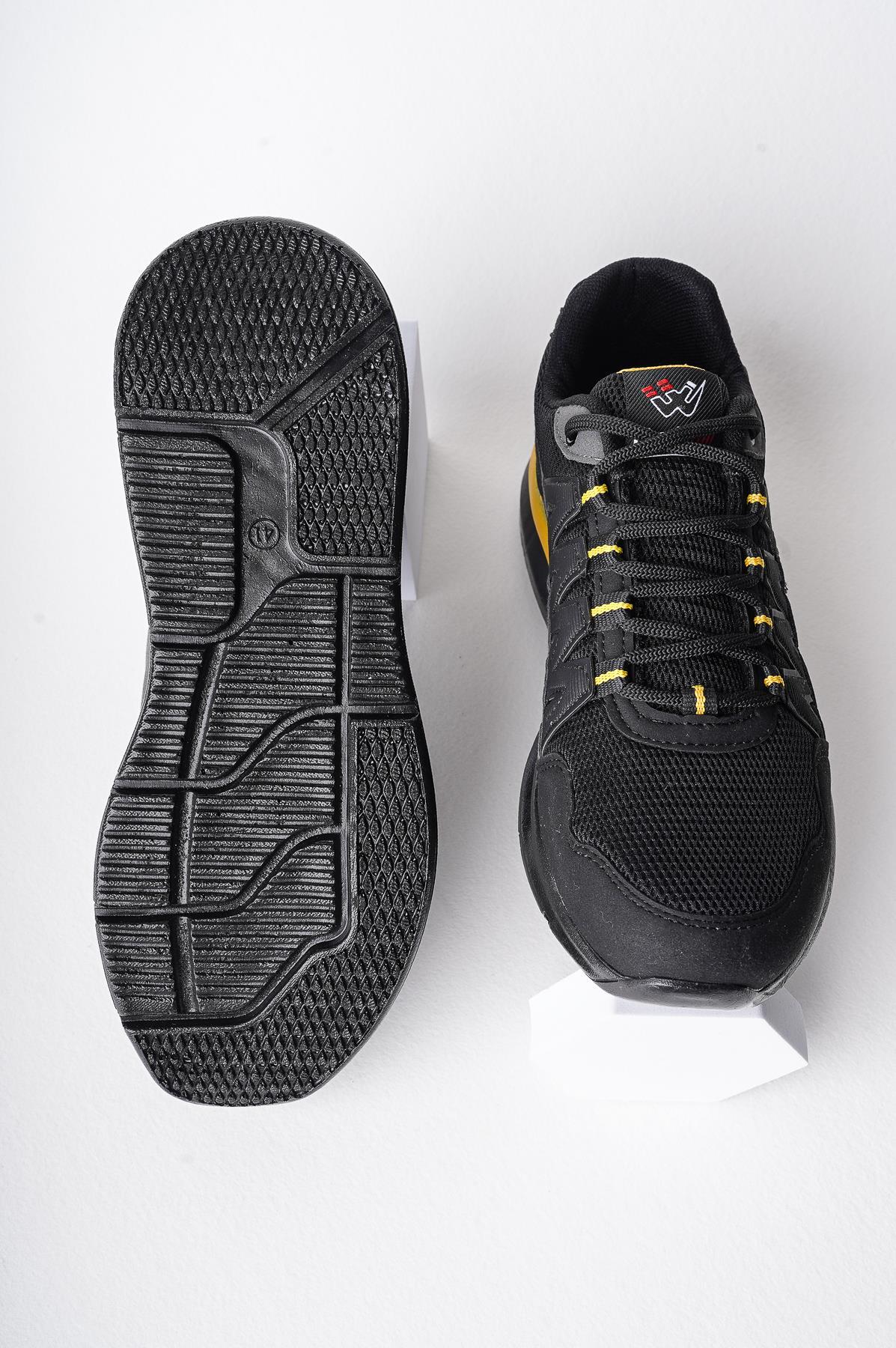 Modafrato Wnd-4139 Erkek Spor Ayakkabı Günlük Casual Sneakers Siyah - Sarı