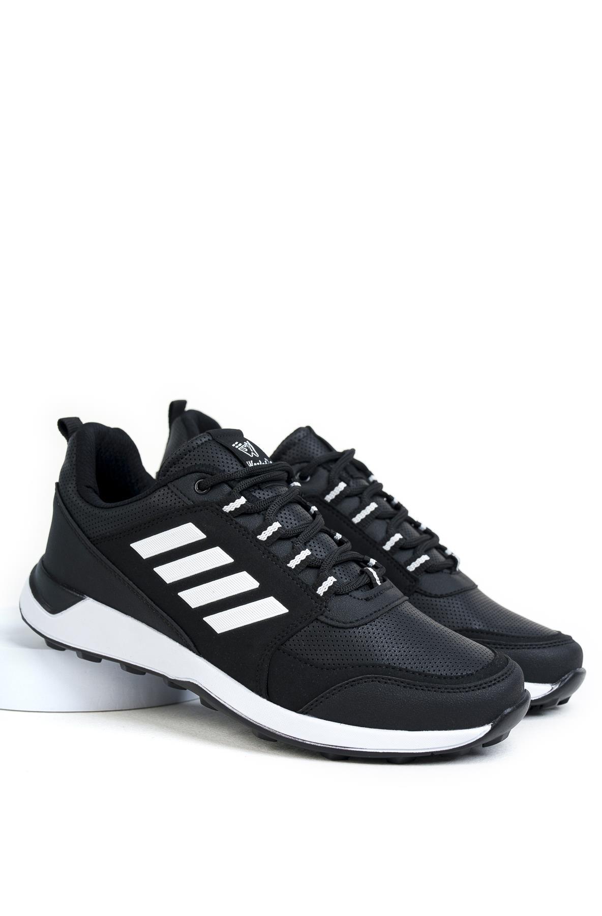 Modafrato WND-4156 Erkek Sneaker Kışlık Outdoor Soğuk Geçirmez Siyah-Beyaz