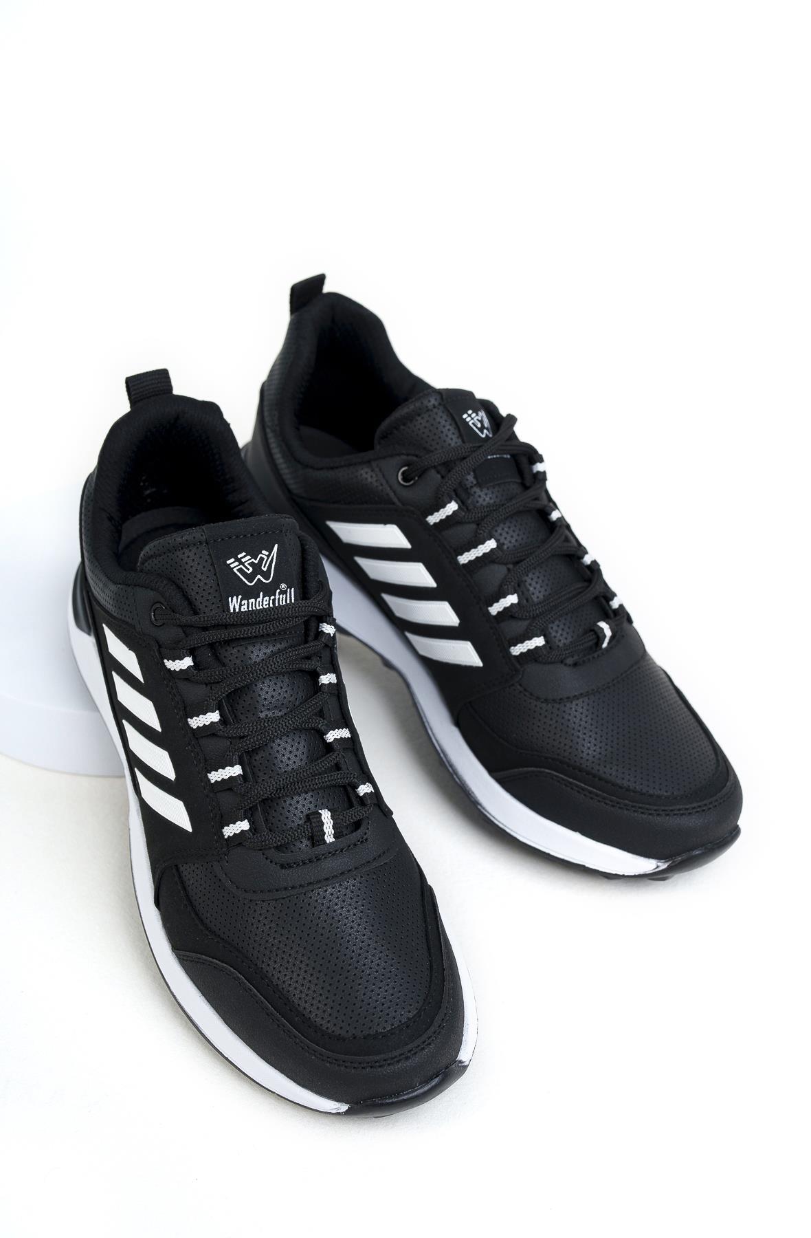 Modafrato WND-4156 Erkek Sneaker Kışlık Outdoor Soğuk Geçirmez Siyah-Beyaz