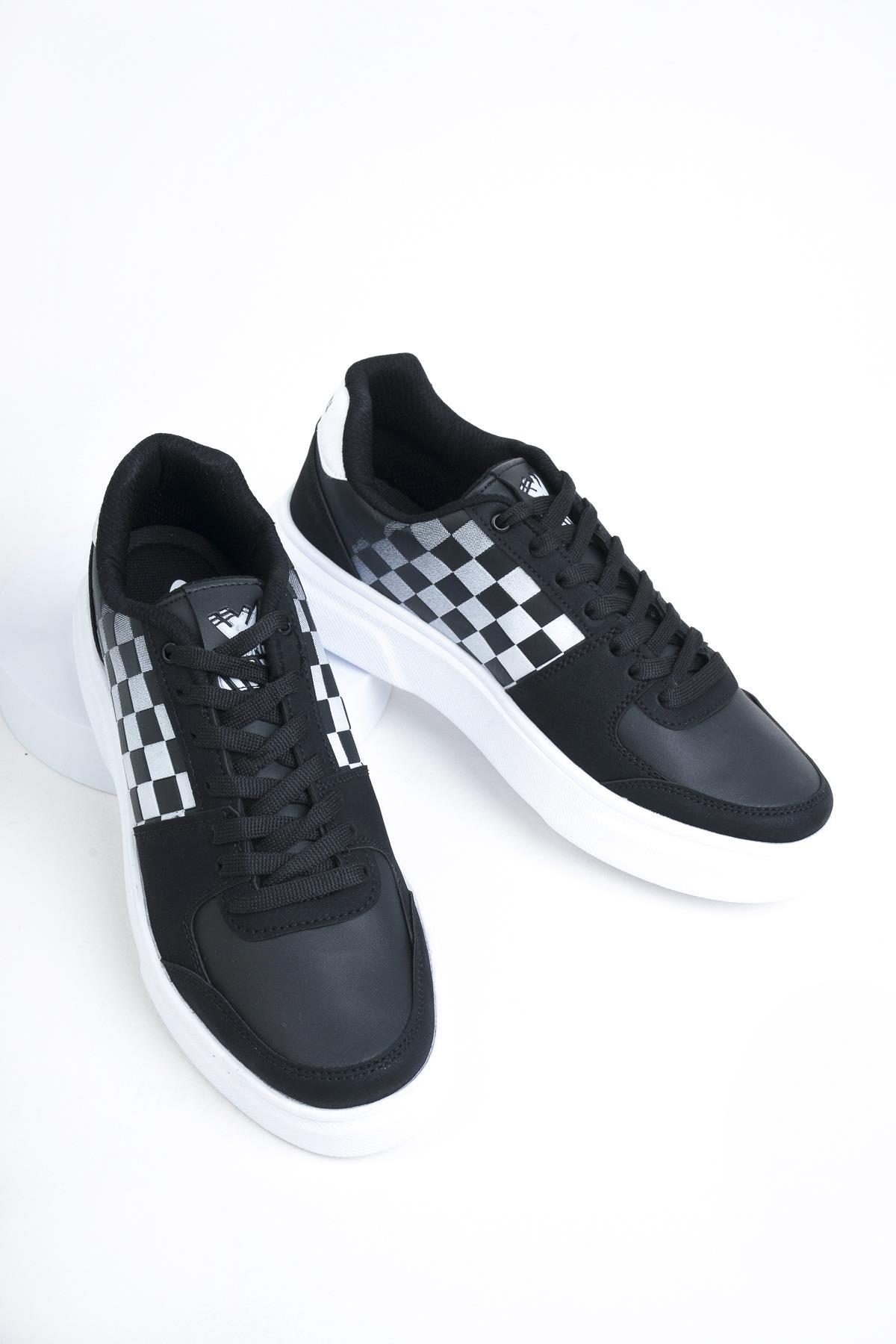 Modafrato Wnd-4181 Erkek Spor Ayakkabı Günlük Casual Sneakers Siyah-Beyaz