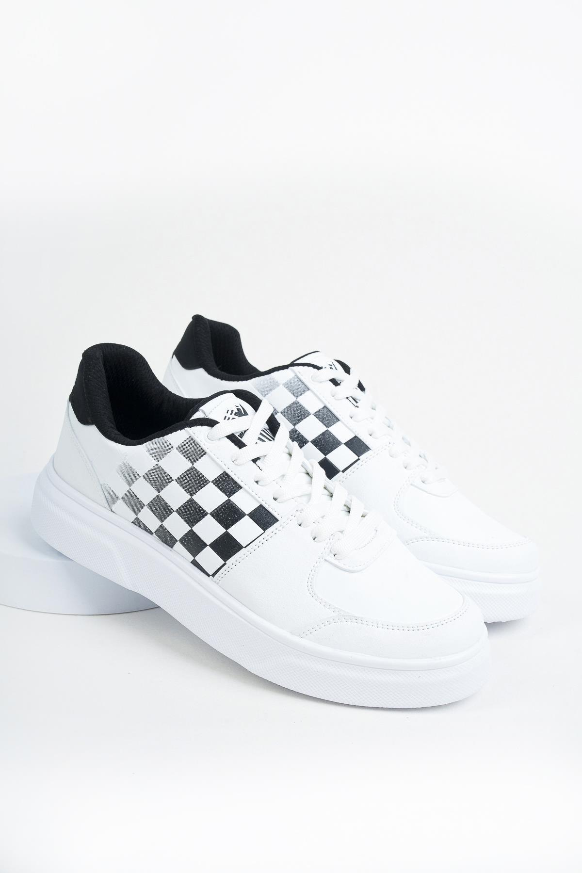 Modafrato Wnd-4181 Erkek Spor Ayakkabı Günlük Casual Sneakers Beyaz - Siyah