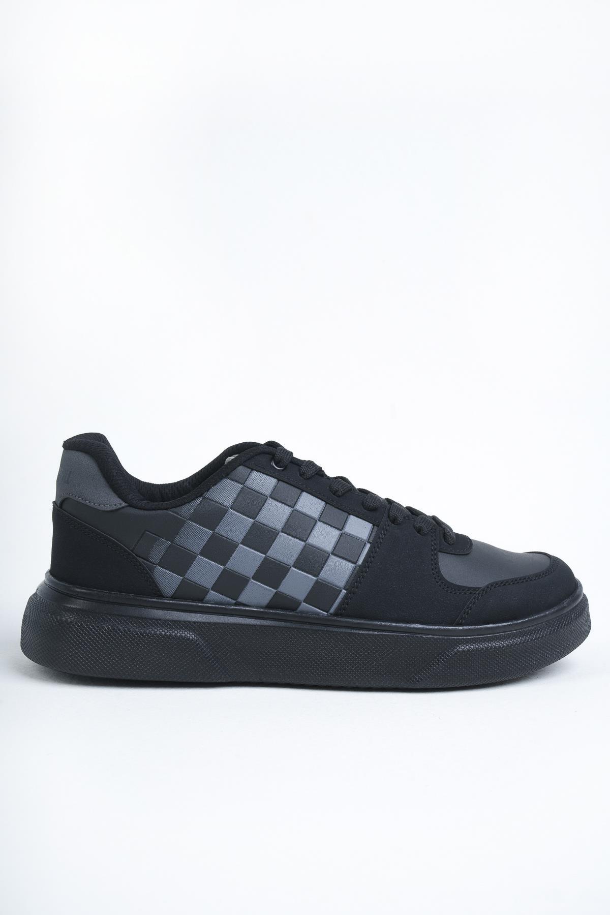 Modafrato Wnd-4181 Erkek Spor Ayakkabı Günlük Casual Sneakers Siyah-Füme