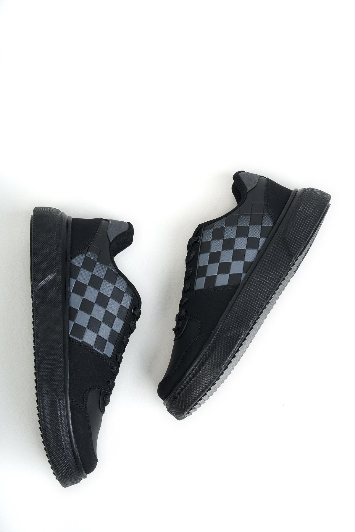 Modafrato Wnd-4181 Erkek Spor Ayakkabı Günlük Casual Sneakers Siyah-Füme