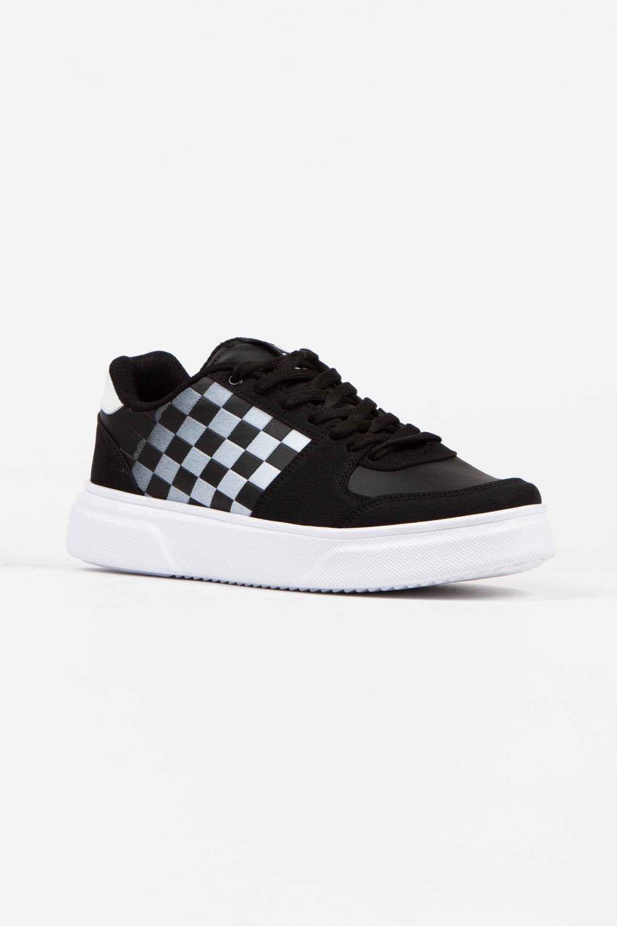 Modafrato Wnd-4181 Erkek Spor Ayakkabı Günlük Casual Sneakers Siyah-Beyaz