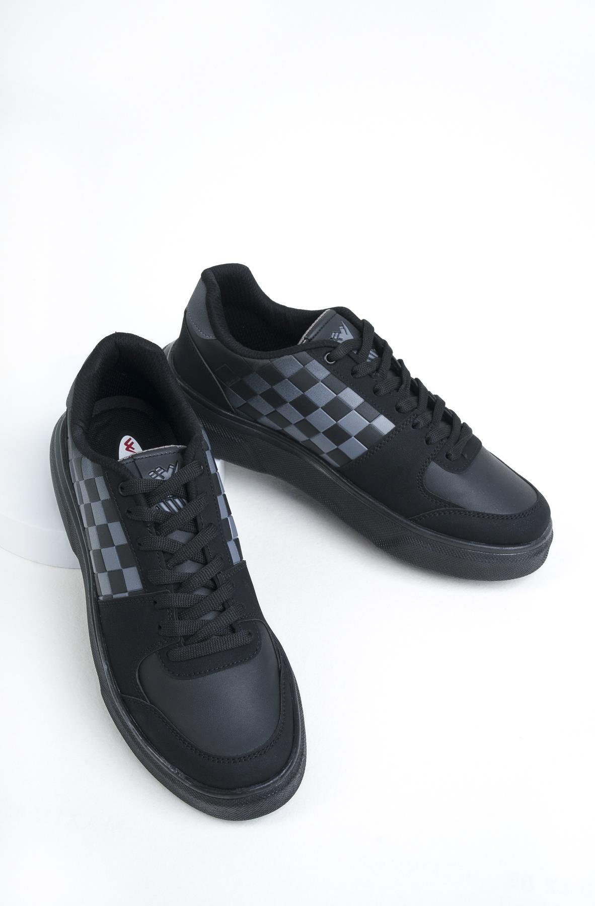 Modafrato Wnd-4181 Erkek Spor Ayakkabı Günlük Casual Sneakers Siyah-Füme