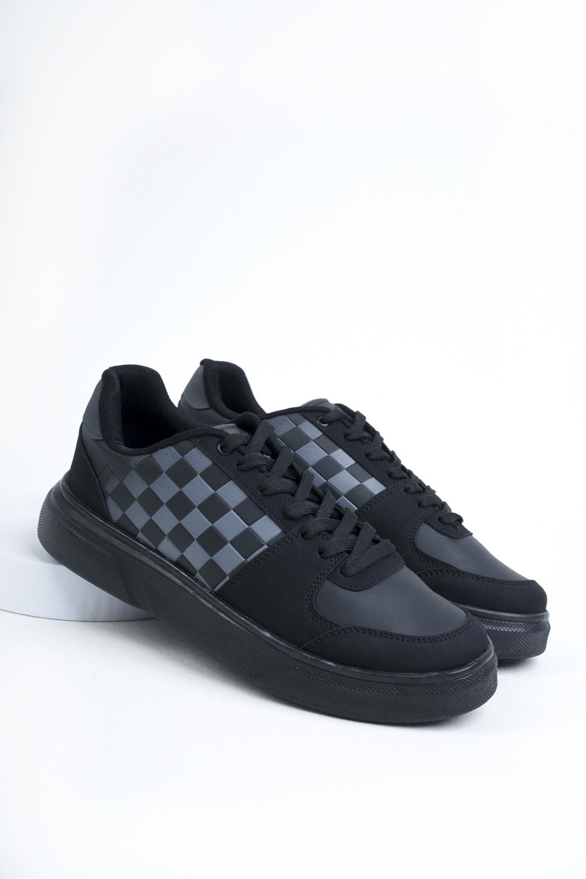 Modafrato Wnd-4181 Erkek Spor Ayakkabı Günlük Casual Sneakers Siyah-Füme
