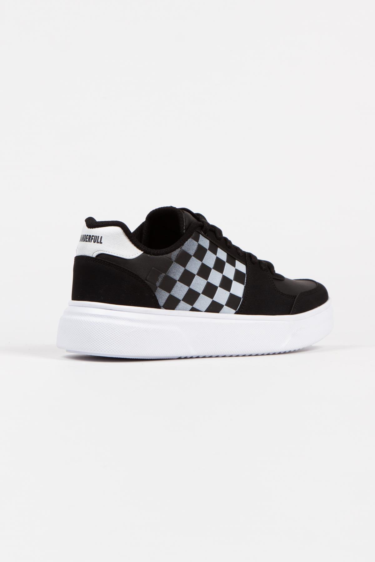 Modafrato Wnd-4181 Erkek Spor Ayakkabı Günlük Casual Sneakers Siyah-Beyaz